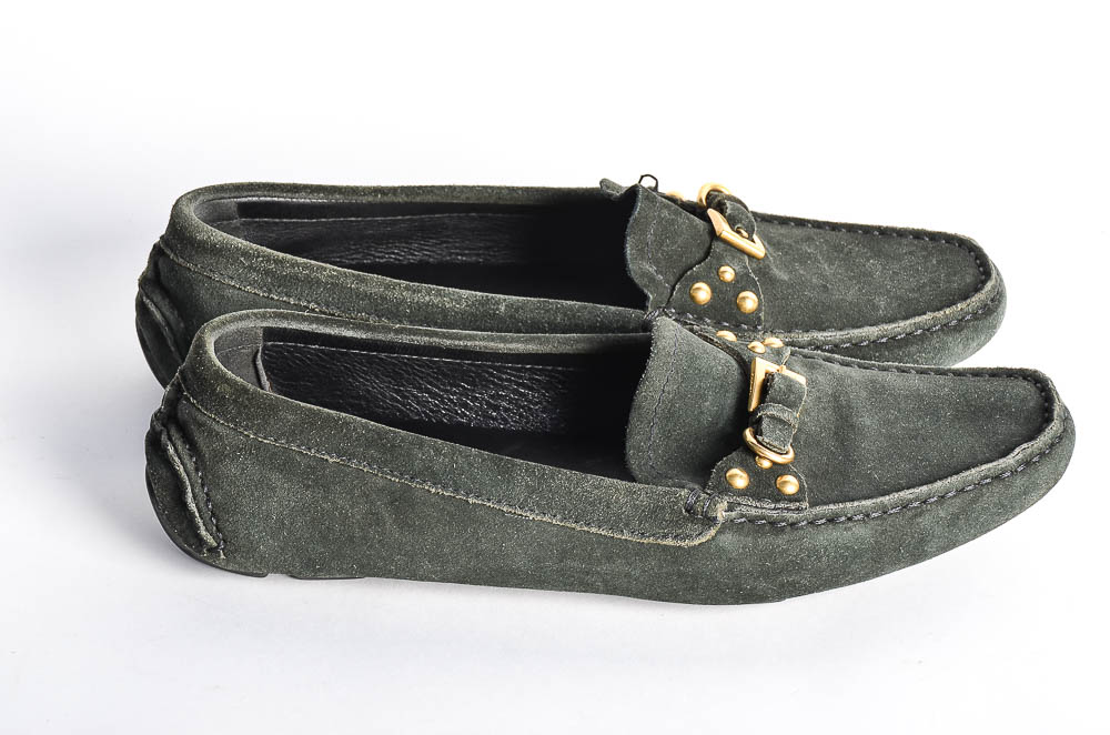 Prada Green Suede Loafers