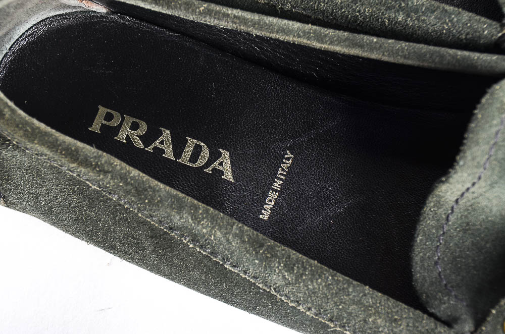 Prada Green Suede Loafers