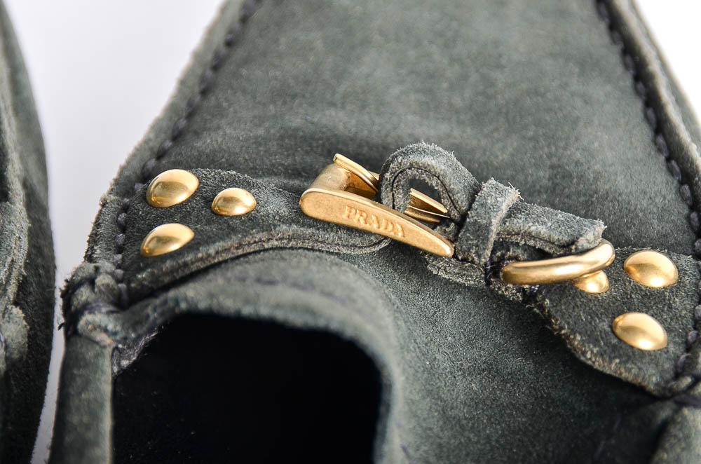 Prada Green Suede Loafers