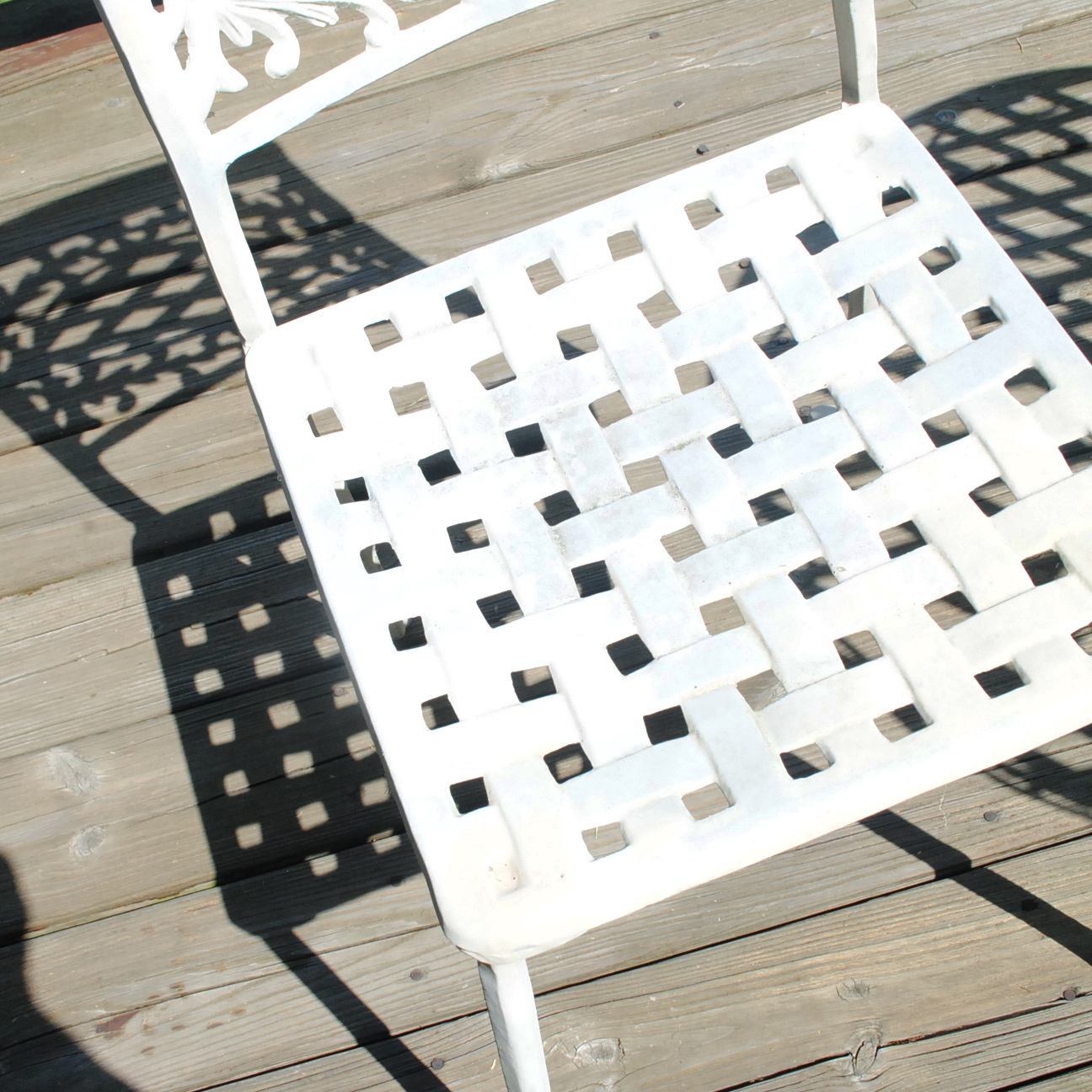 White Painted Wrought Iron Table and Chairs