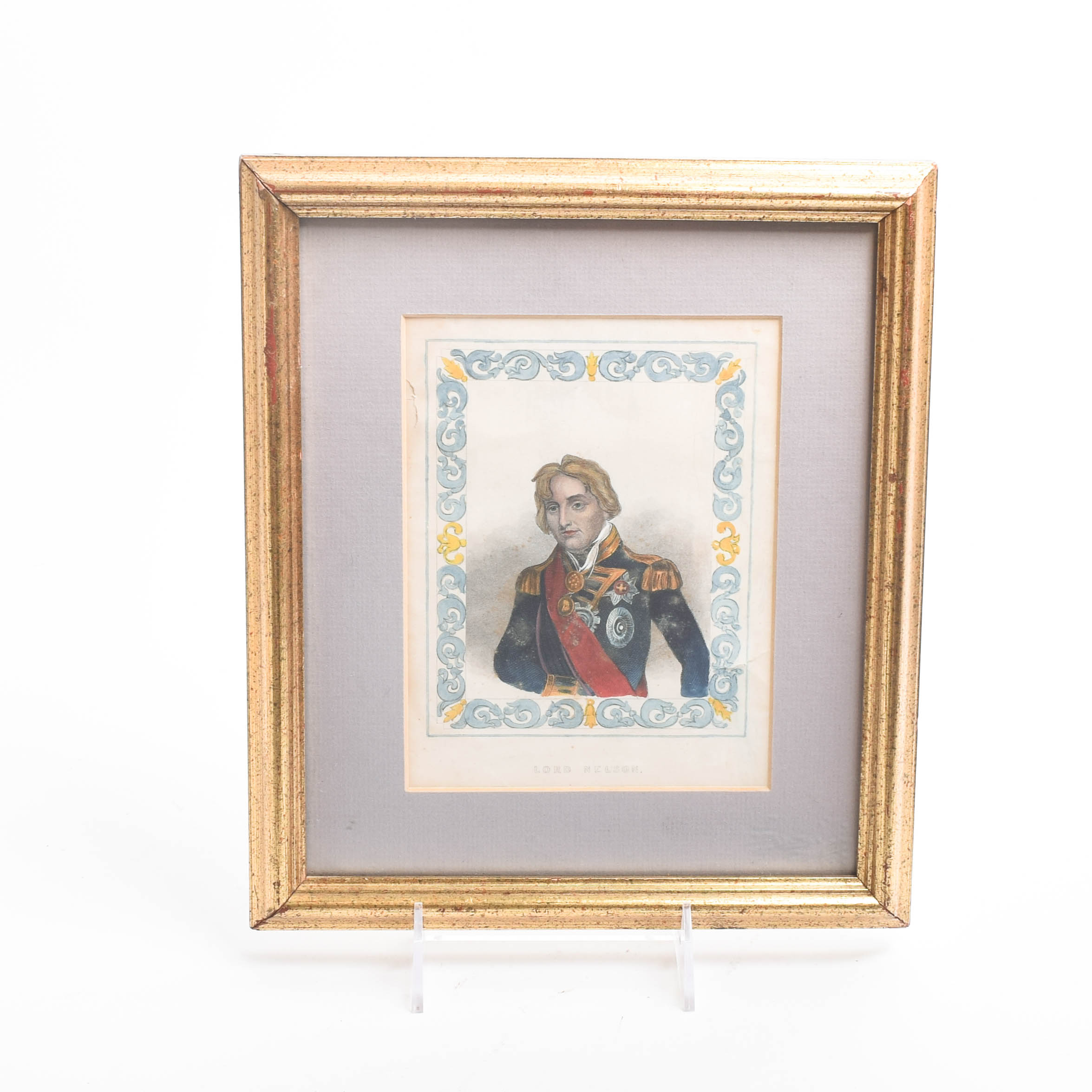 Antique Colored Engraving on Paper of Lord Nelson