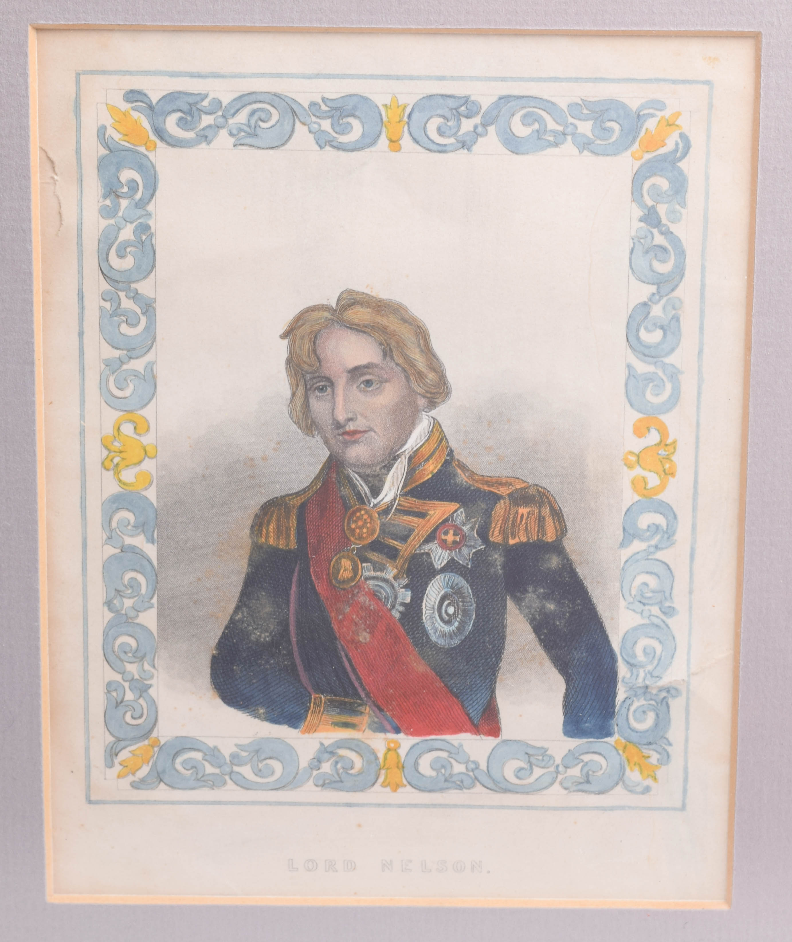 Antique Colored Engraving on Paper of Lord Nelson