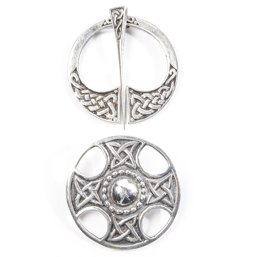Sterling Silver Celtic Brooch and Kilt Pin