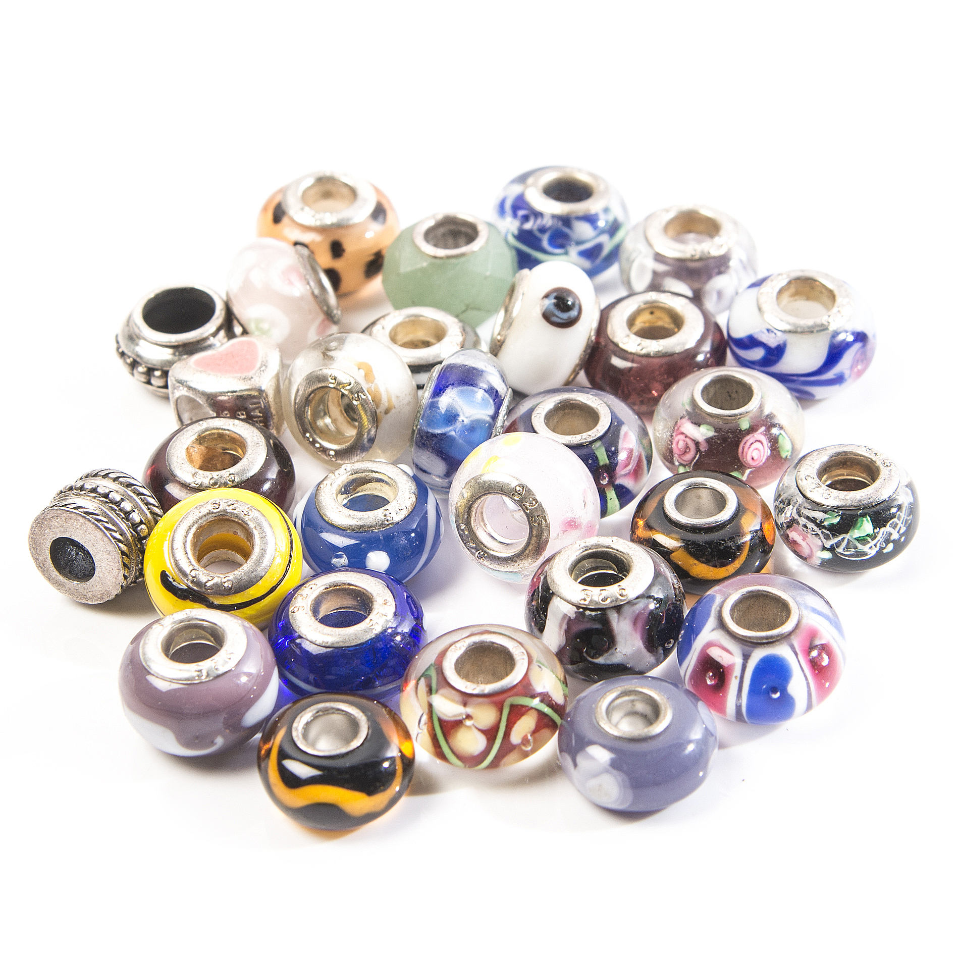 Art Glass and Sterling Silver Beads