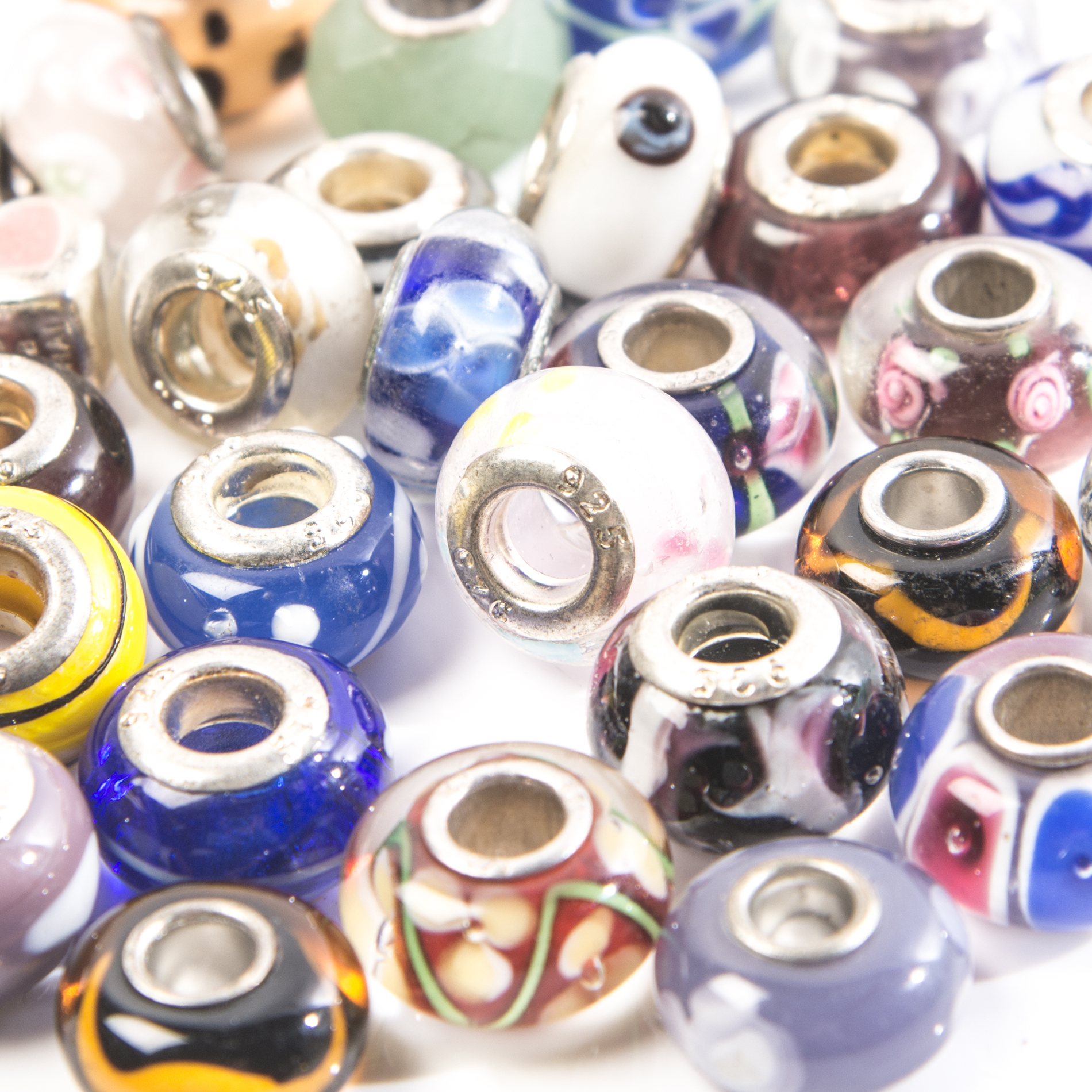 Art Glass and Sterling Silver Beads
