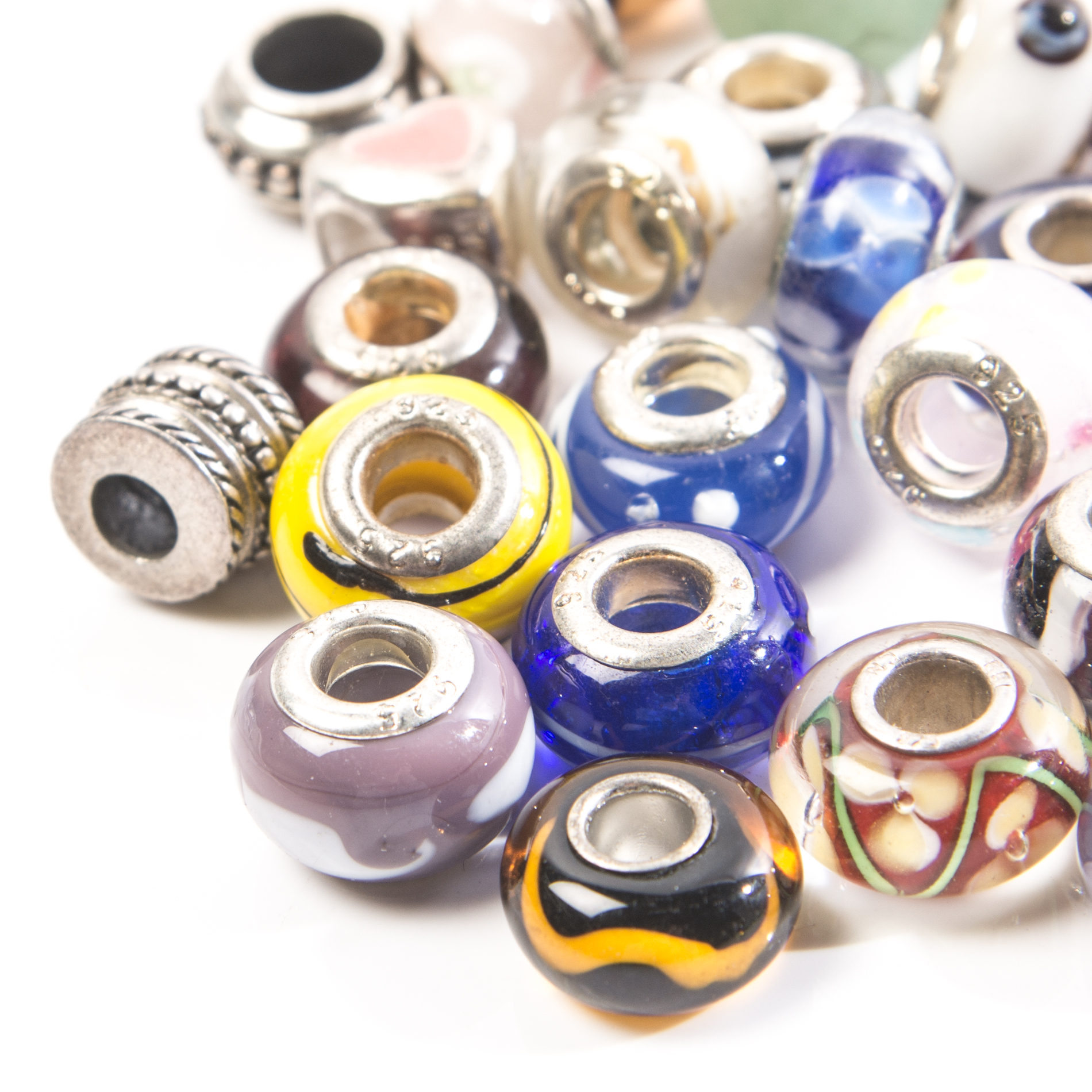 Art Glass and Sterling Silver Beads