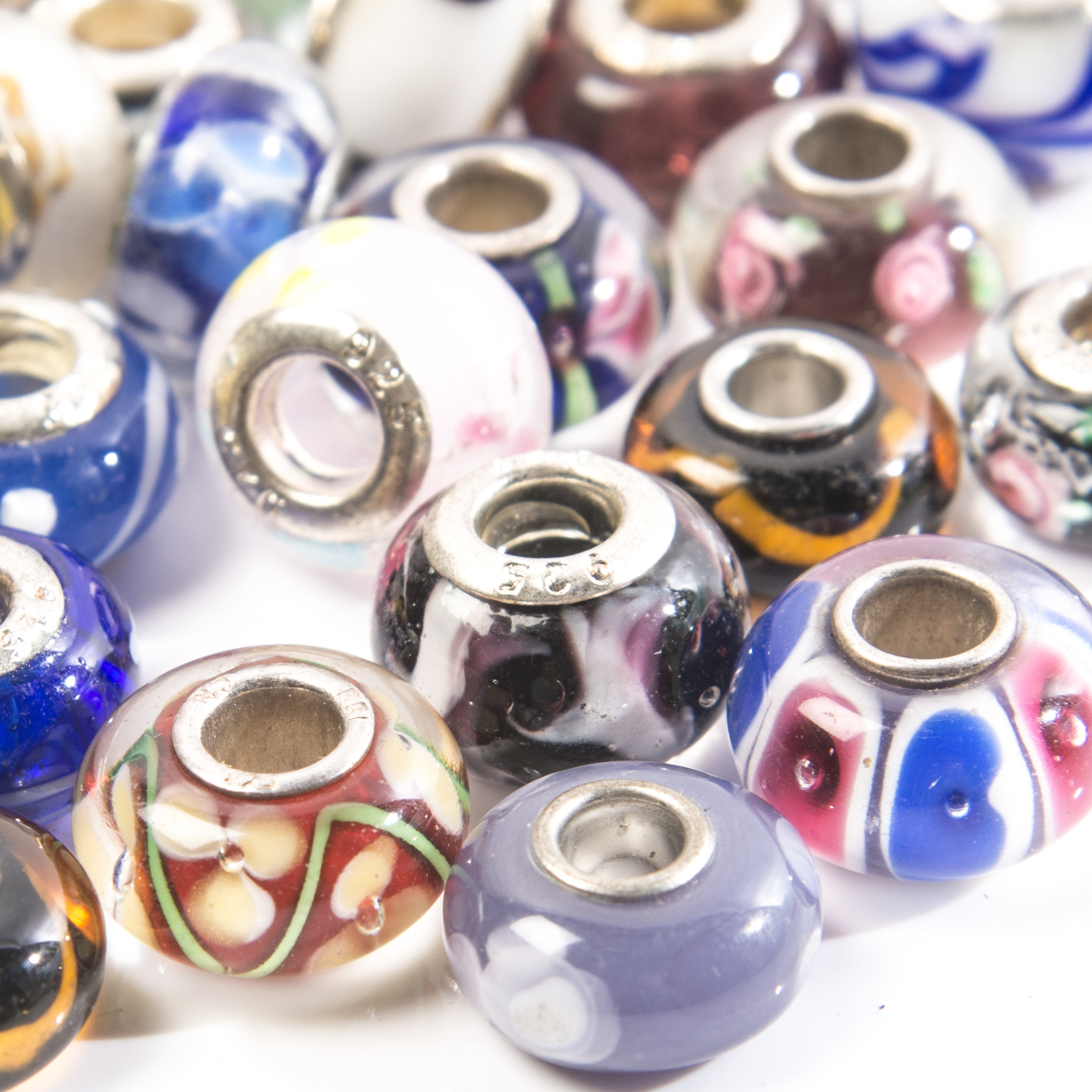 Art Glass and Sterling Silver Beads