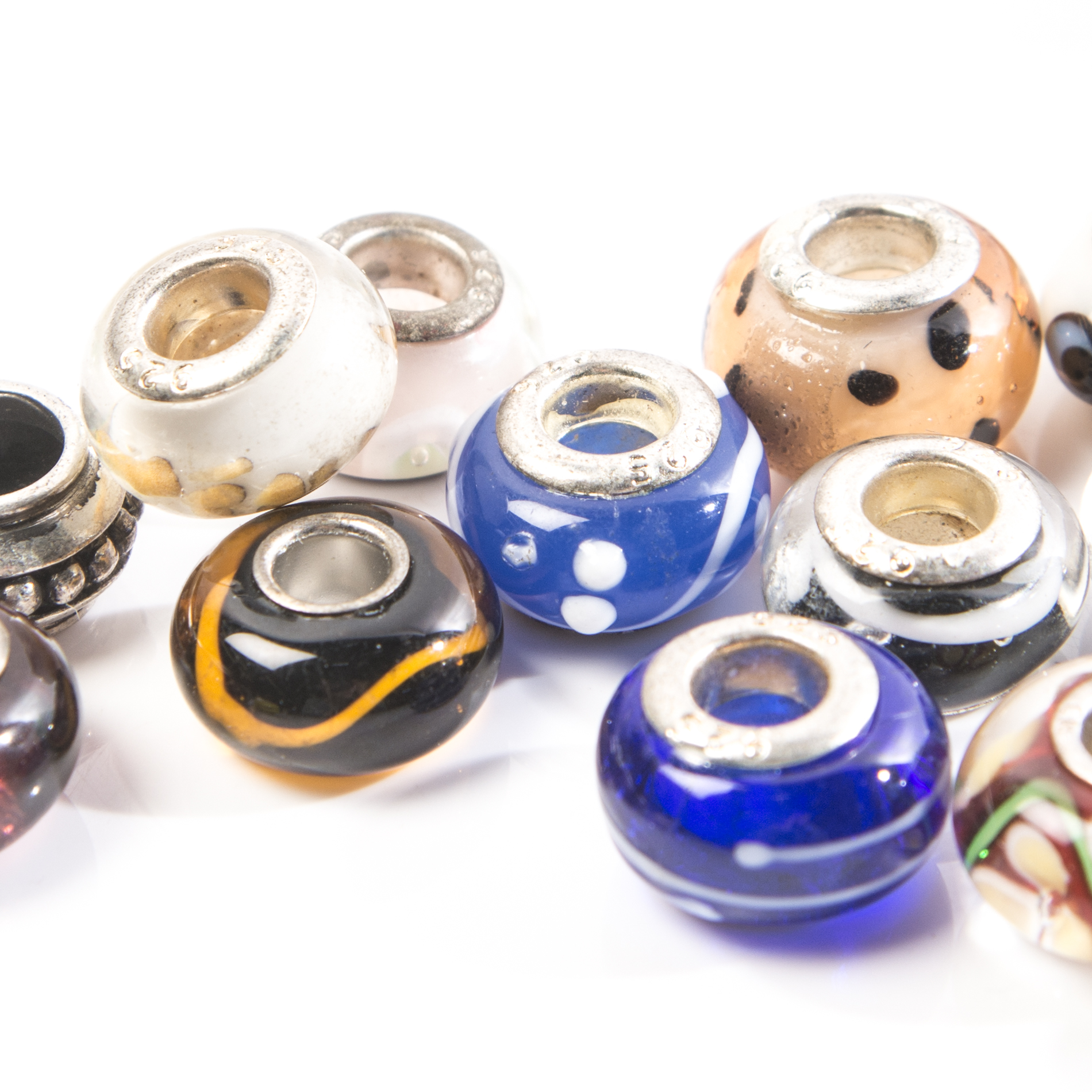 Art Glass and Sterling Silver Beads