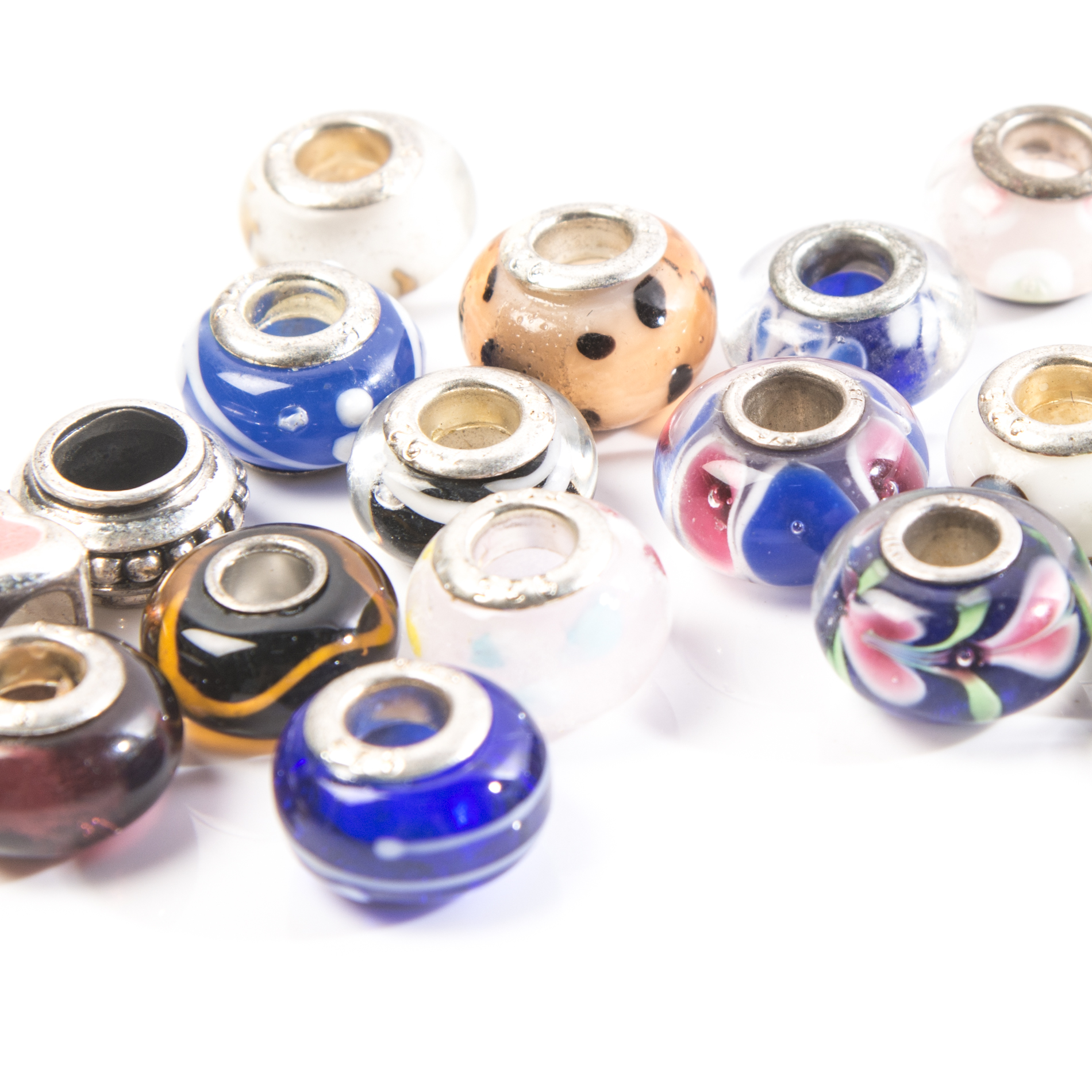 Art Glass and Sterling Silver Beads