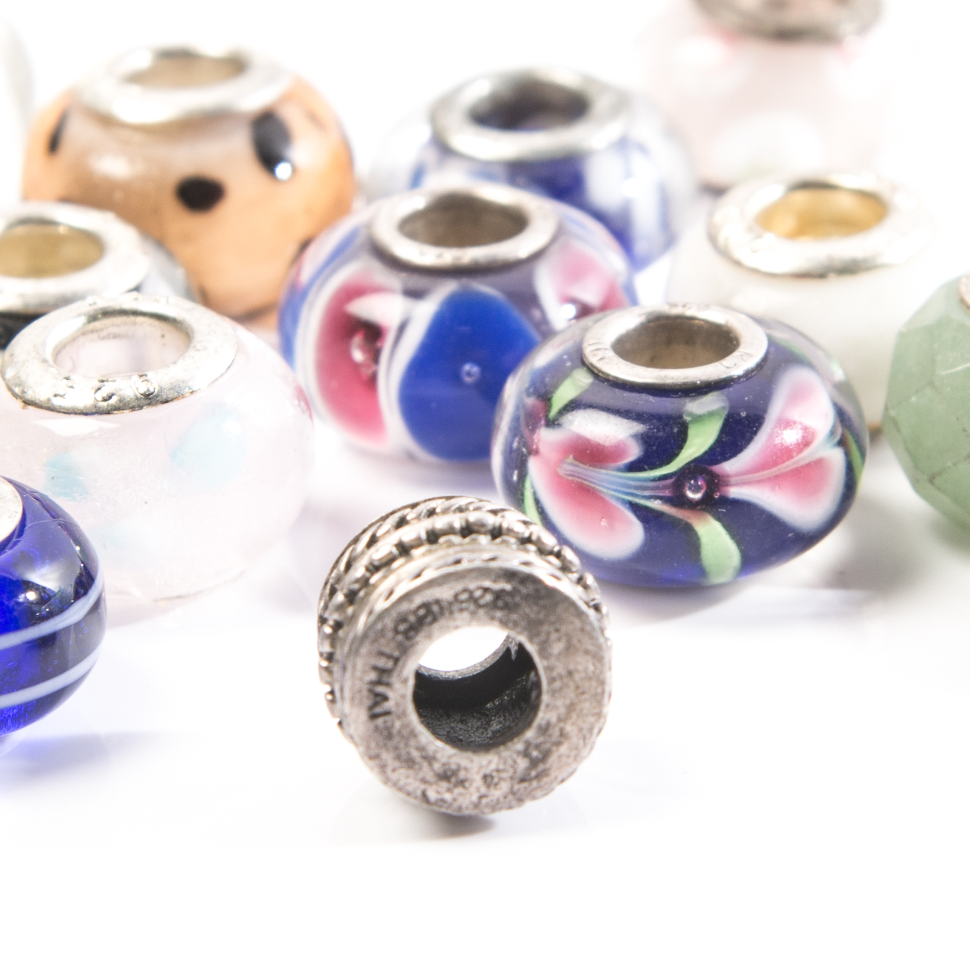 Art Glass and Sterling Silver Beads