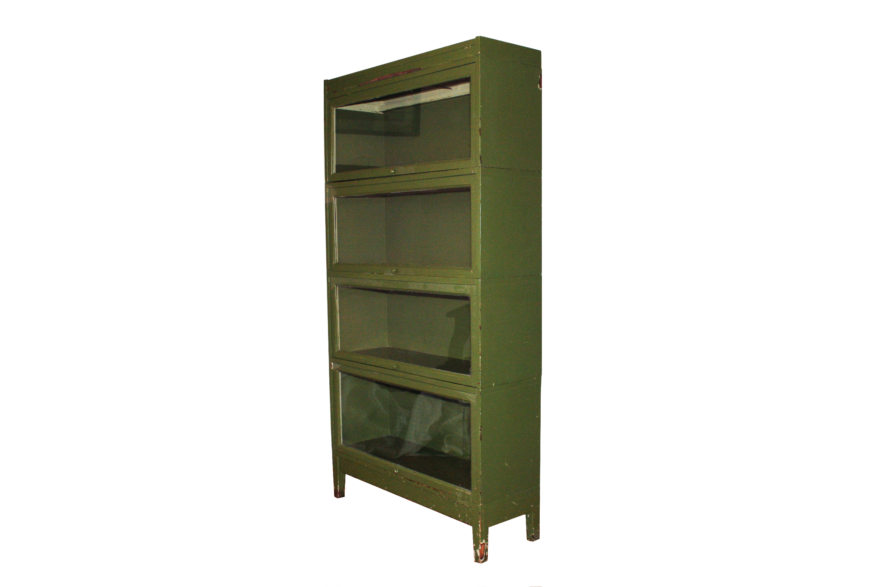 Vintage Painted Green Barrister Bookcase