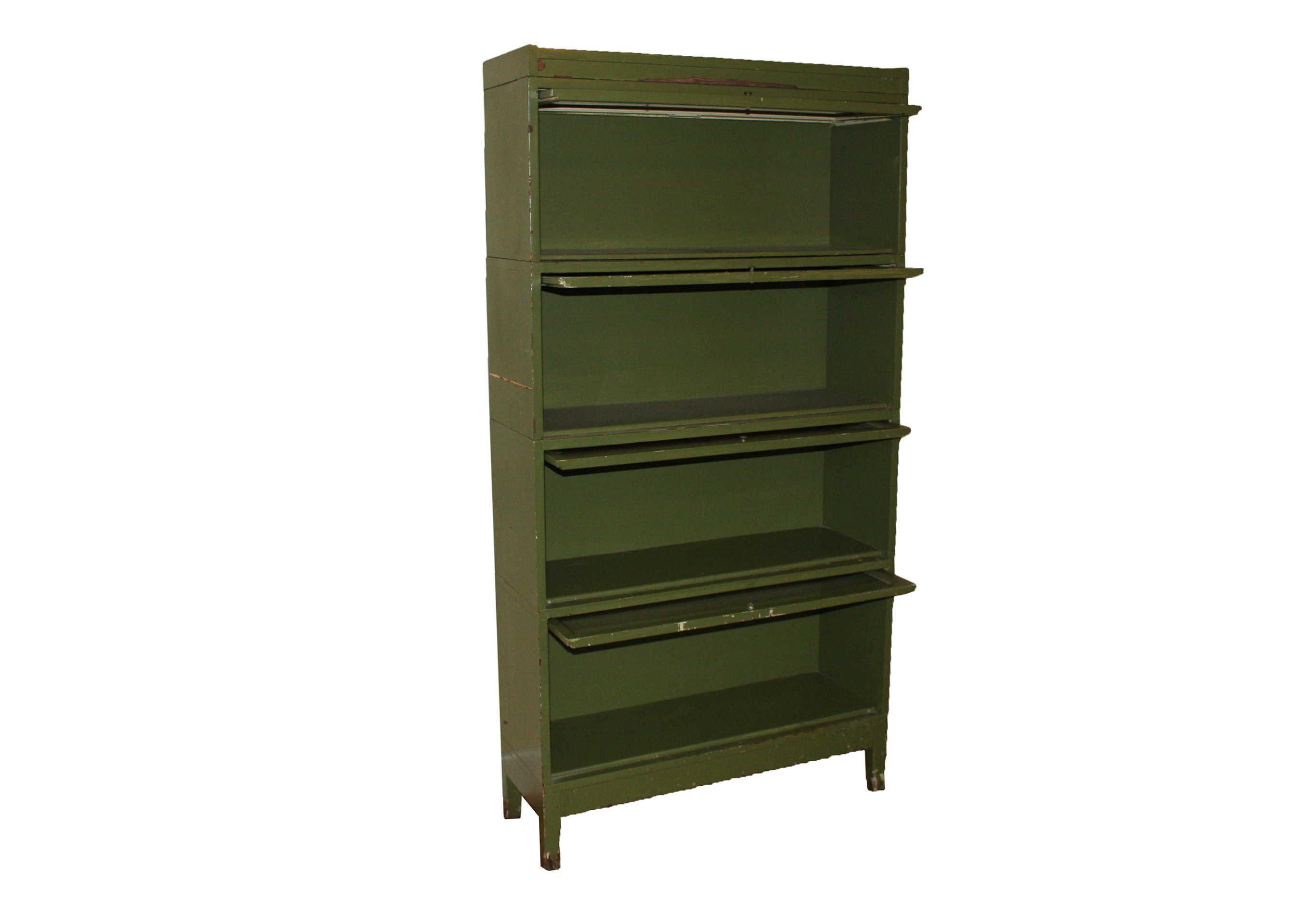Vintage Painted Green Barrister Bookcase