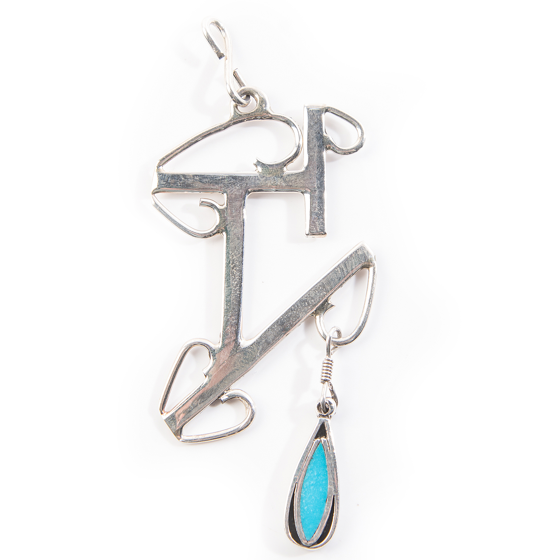 Sterling Silver Enameled Freeform Pendant