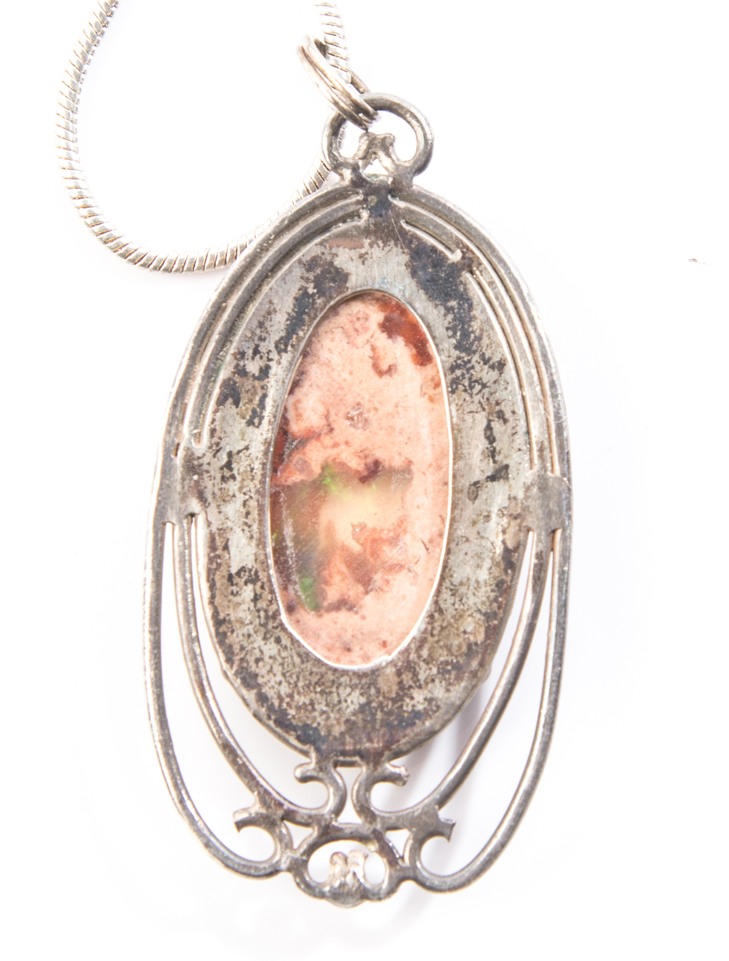 Sterling Silver Fire Agate Pendant Necklace