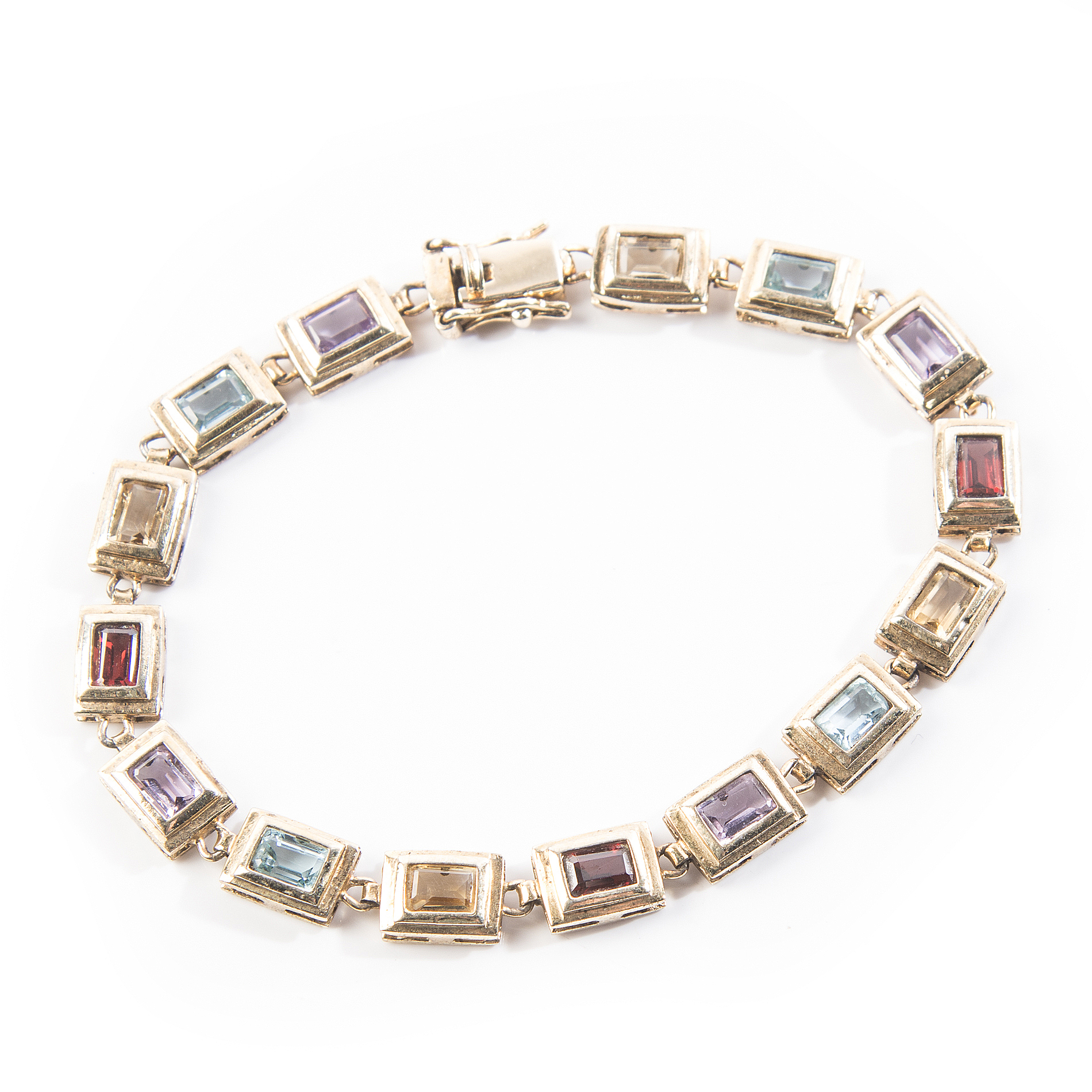 Gold Wash Over Sterling Multi-Gemstone Bracelet