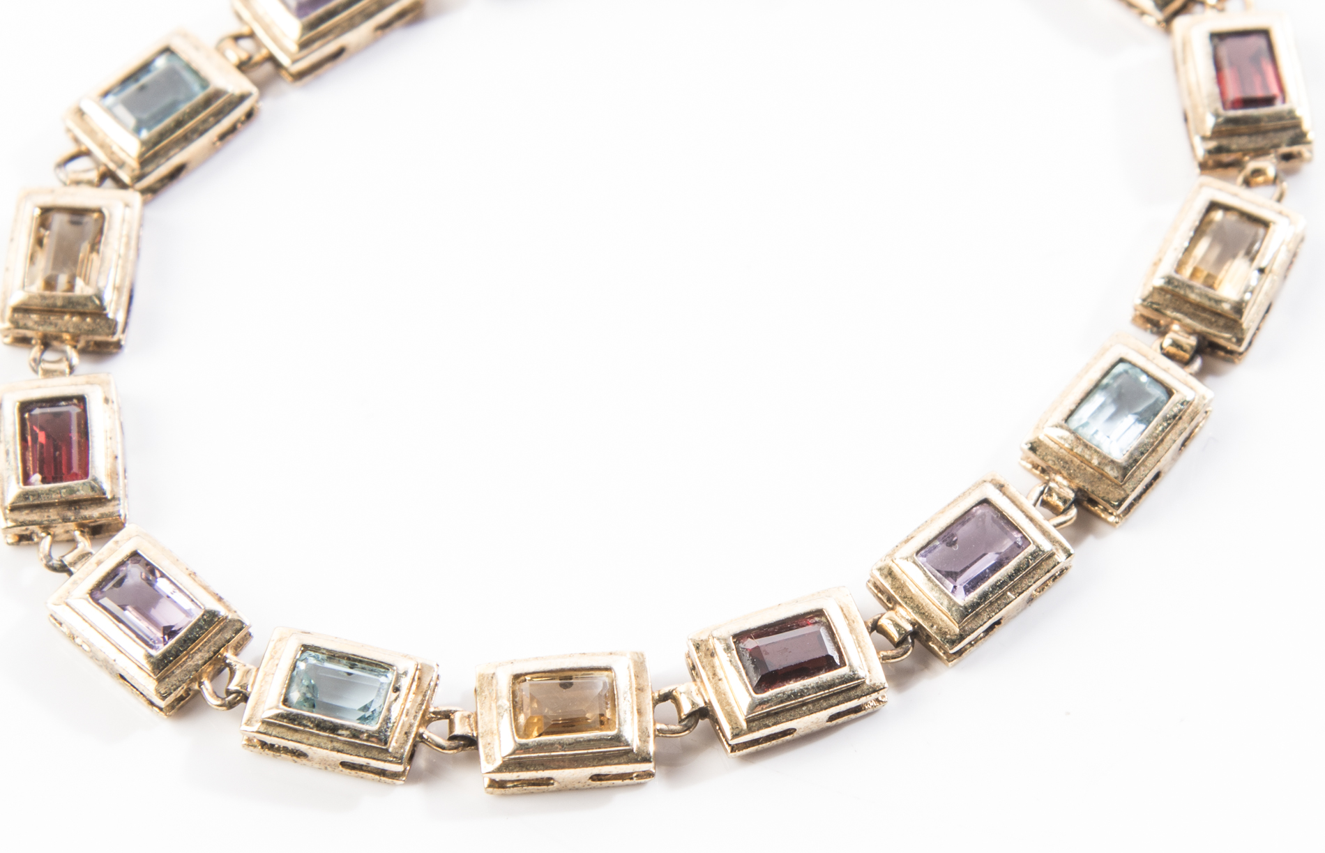 Gold Wash Over Sterling Multi-Gemstone Bracelet