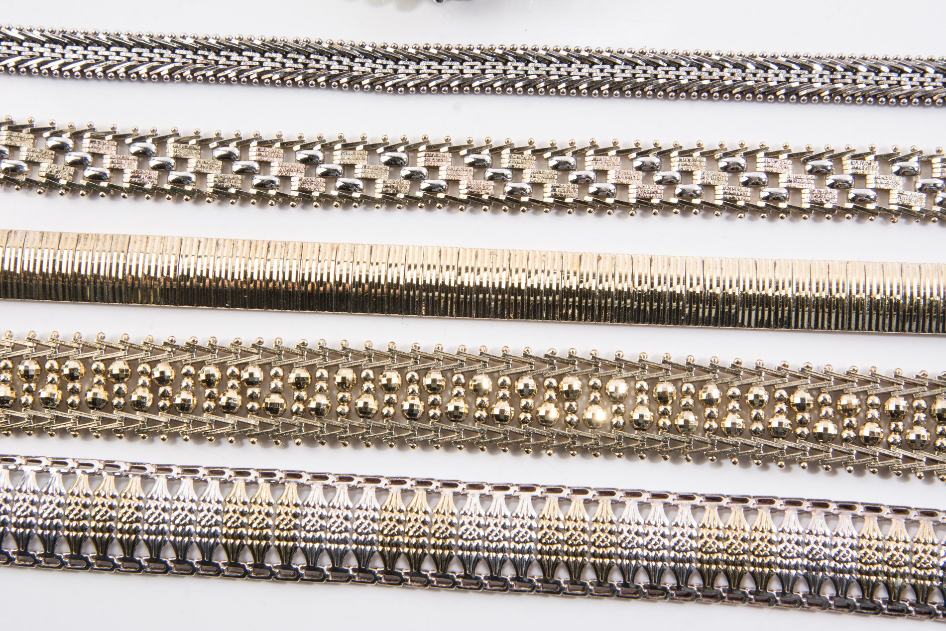 Gold Wash Over Sterling Bracelets and Tri-Color Necklace