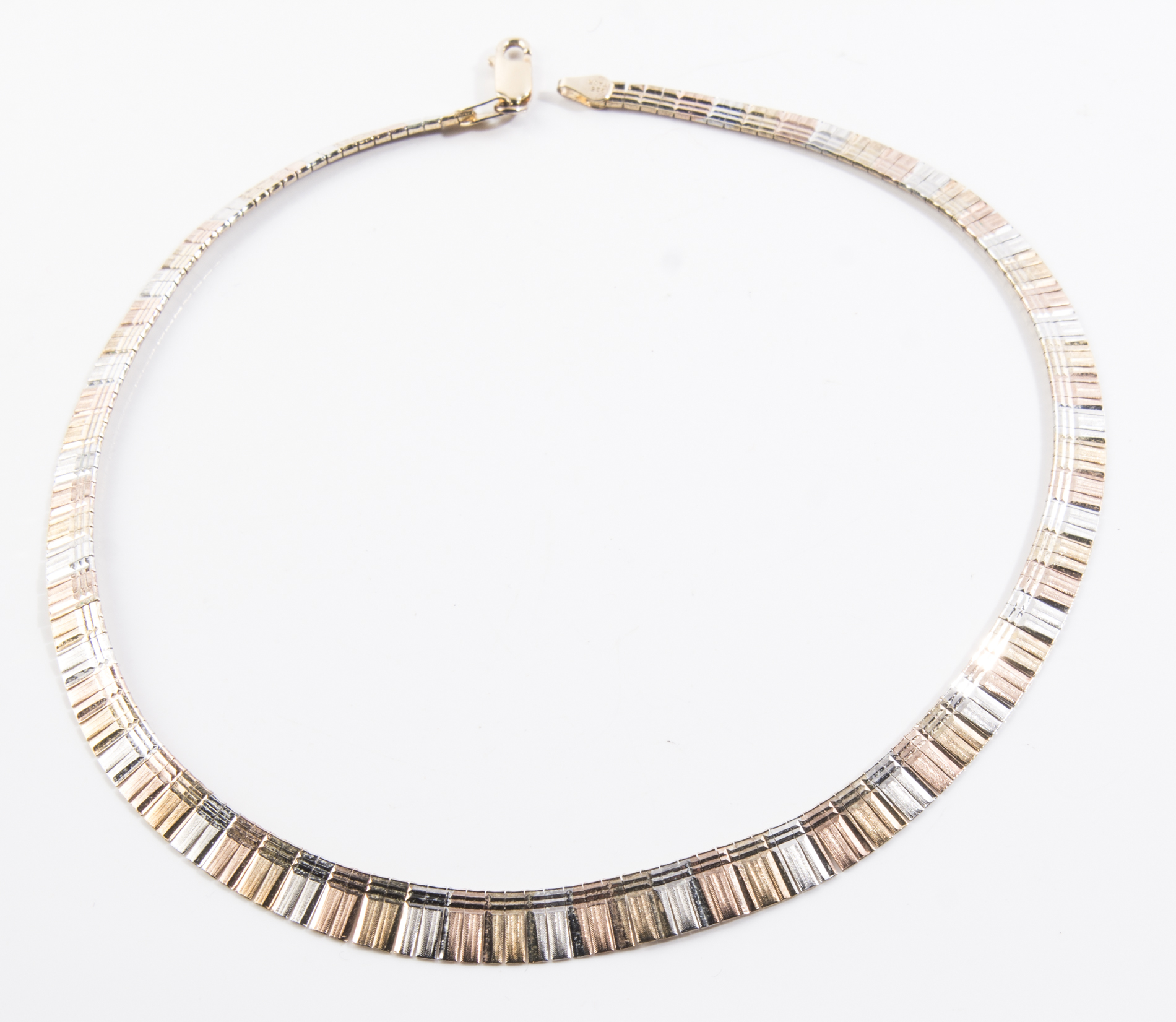 Gold Wash Over Sterling Bracelets and Tri-Color Necklace