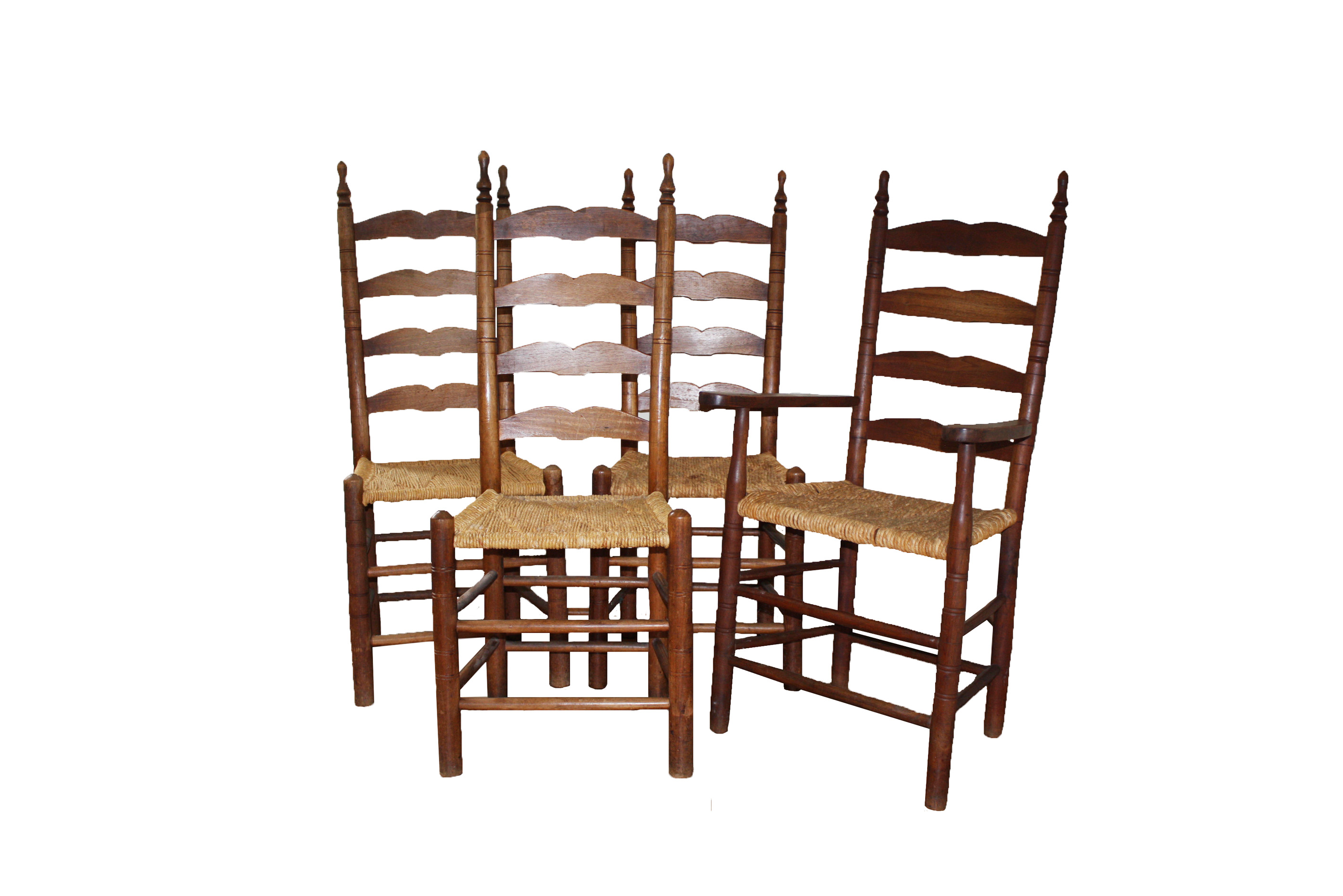 Set of Four Vintage Ladder Back Dining Chairs