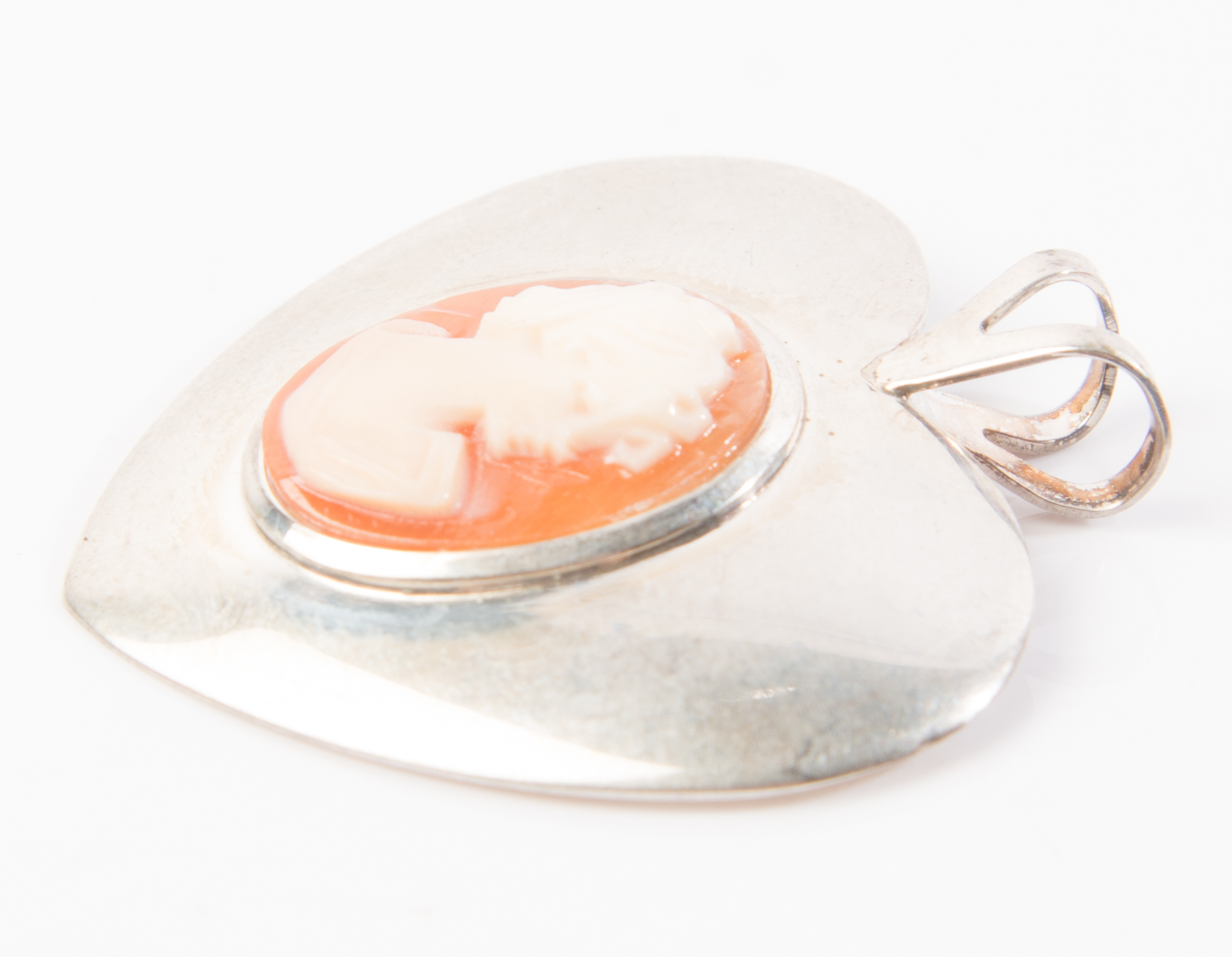 Sterling Silver Cameo Heart Pendant from Italy