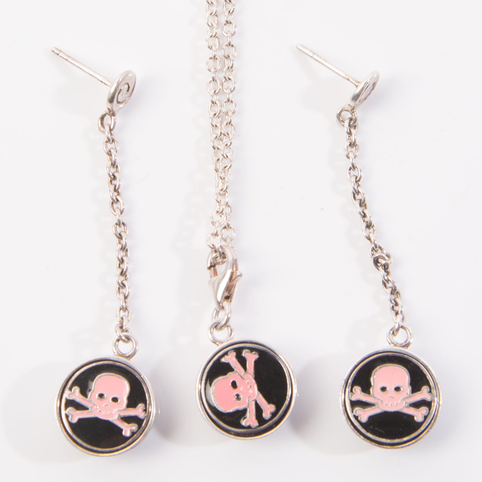 Sterling Silver Double-Sided Pirate Theme Demi-Parure