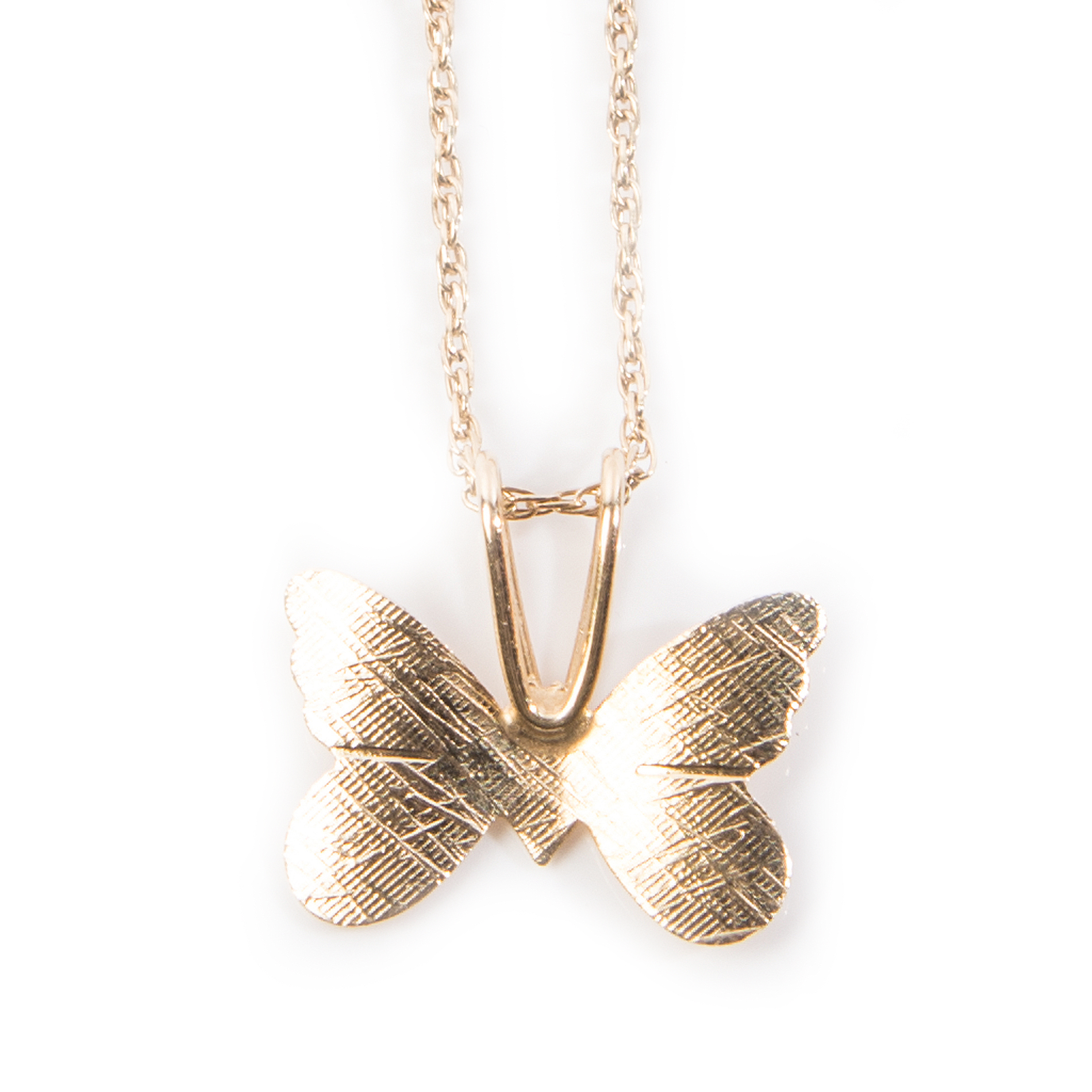 14K Yellow Gold Butterfly Pendant Necklace