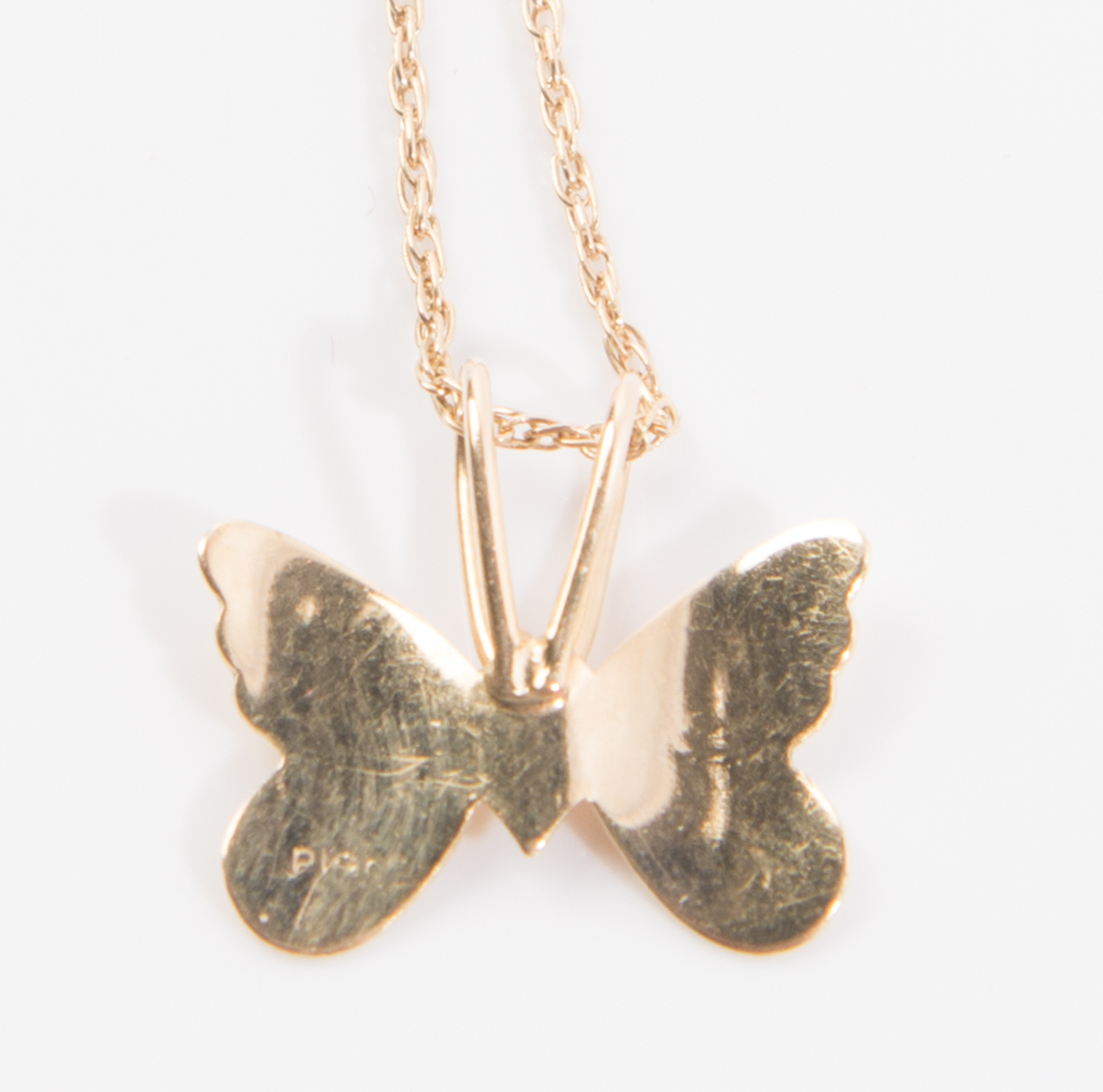 14K Yellow Gold Butterfly Pendant Necklace