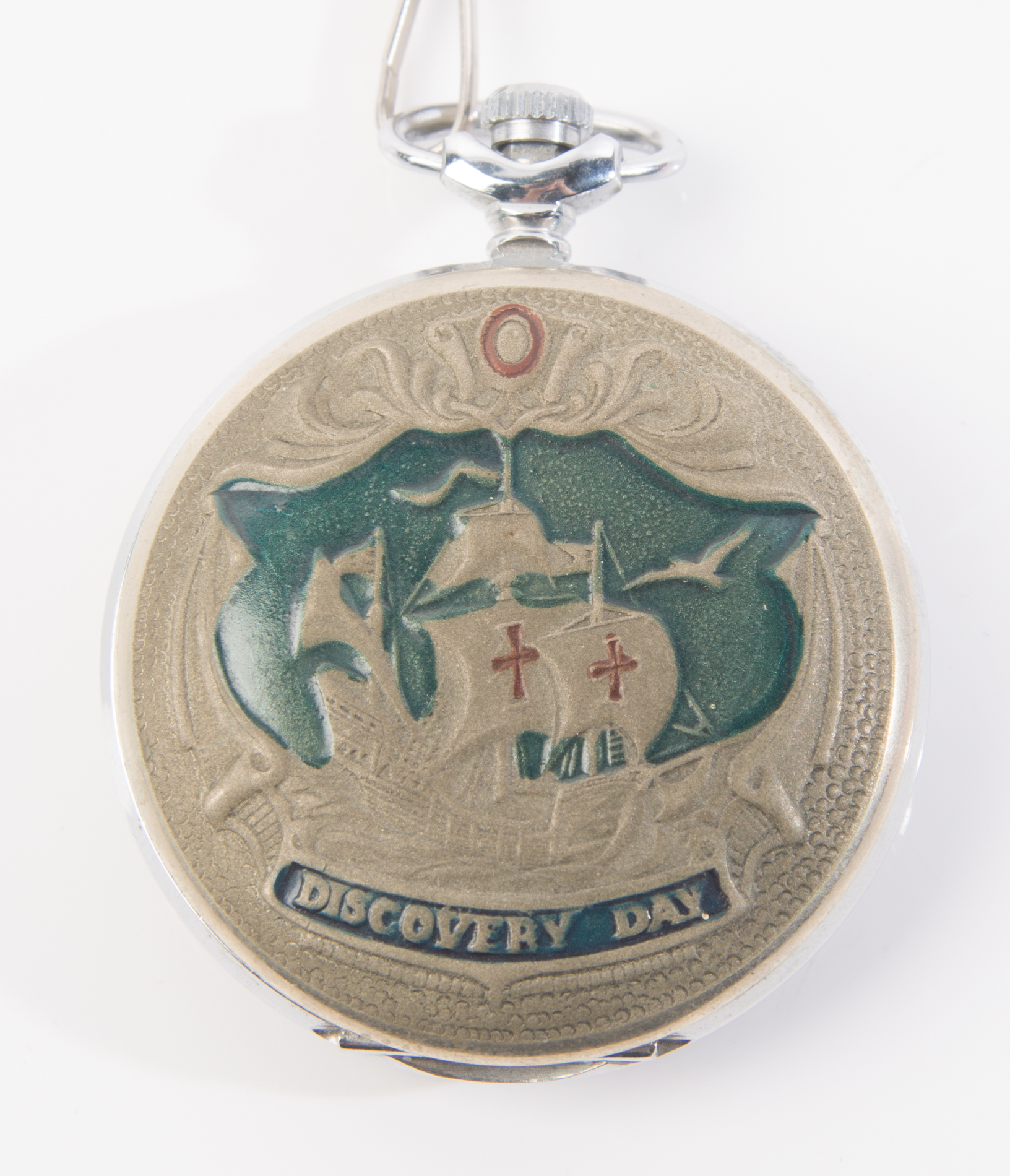 Russian Molnija "Discovery Day" Silver Tone Pocket Watch