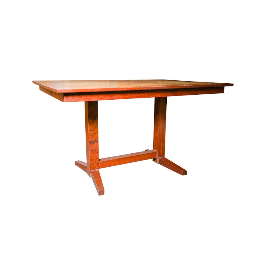 Vintage Teak Trestle Concealed Leaf Table