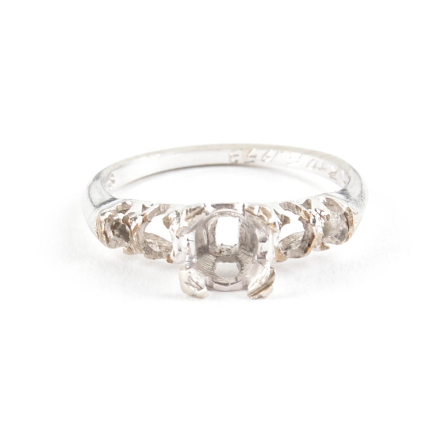 14K White Gold Ring Mount