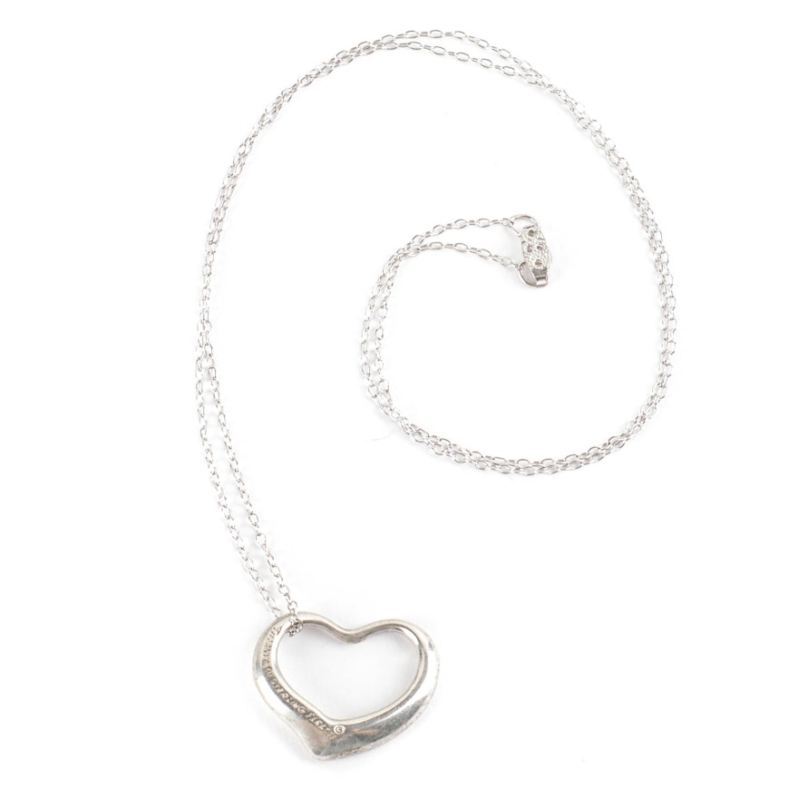 Tiffany & Co. Sterling Silver Heart Pendant With Sterling Chain