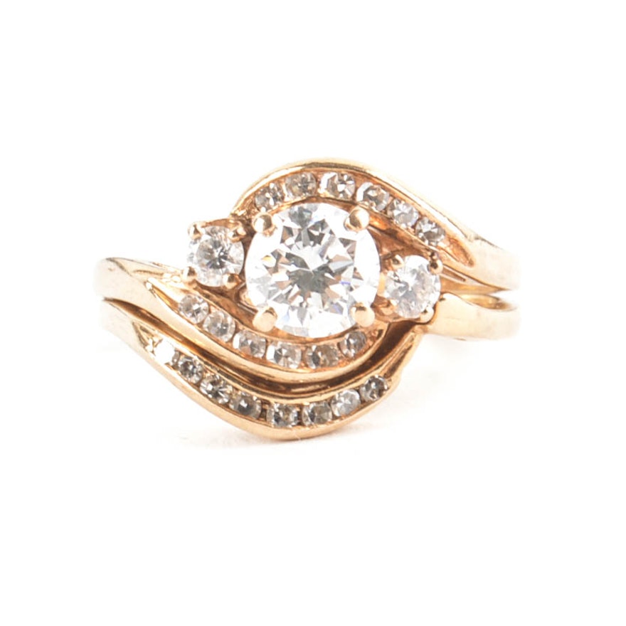 14K Yellow Gold 1.20 CTW Diamond Bridal Set