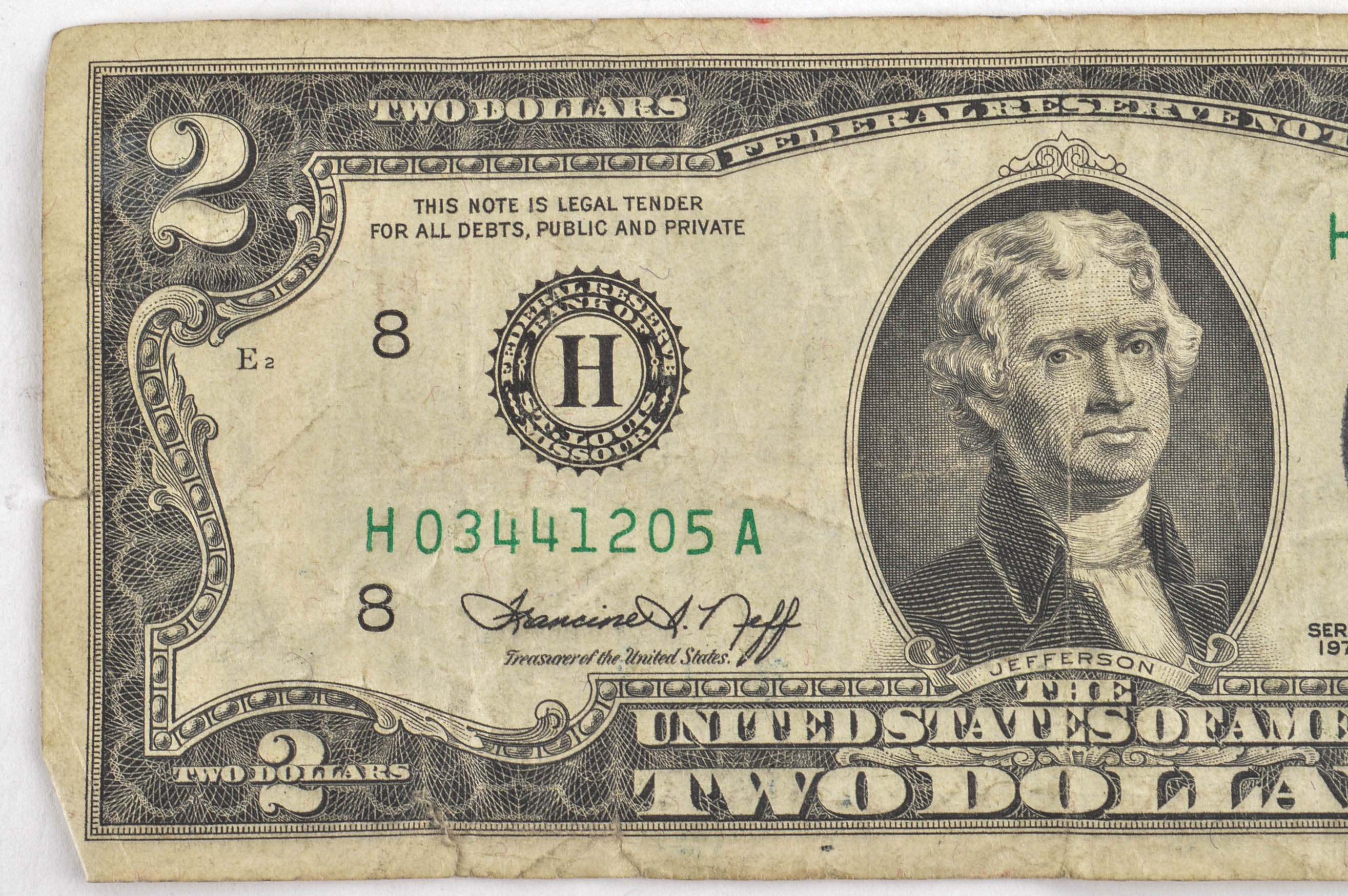 Seven 1976 United States $2 Federal Reserve Notes