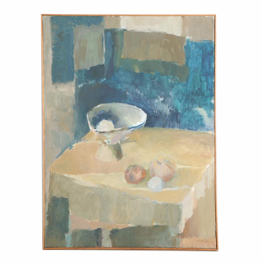 May March Original 1961 Abstract Still Life Oil Painting on Canvas