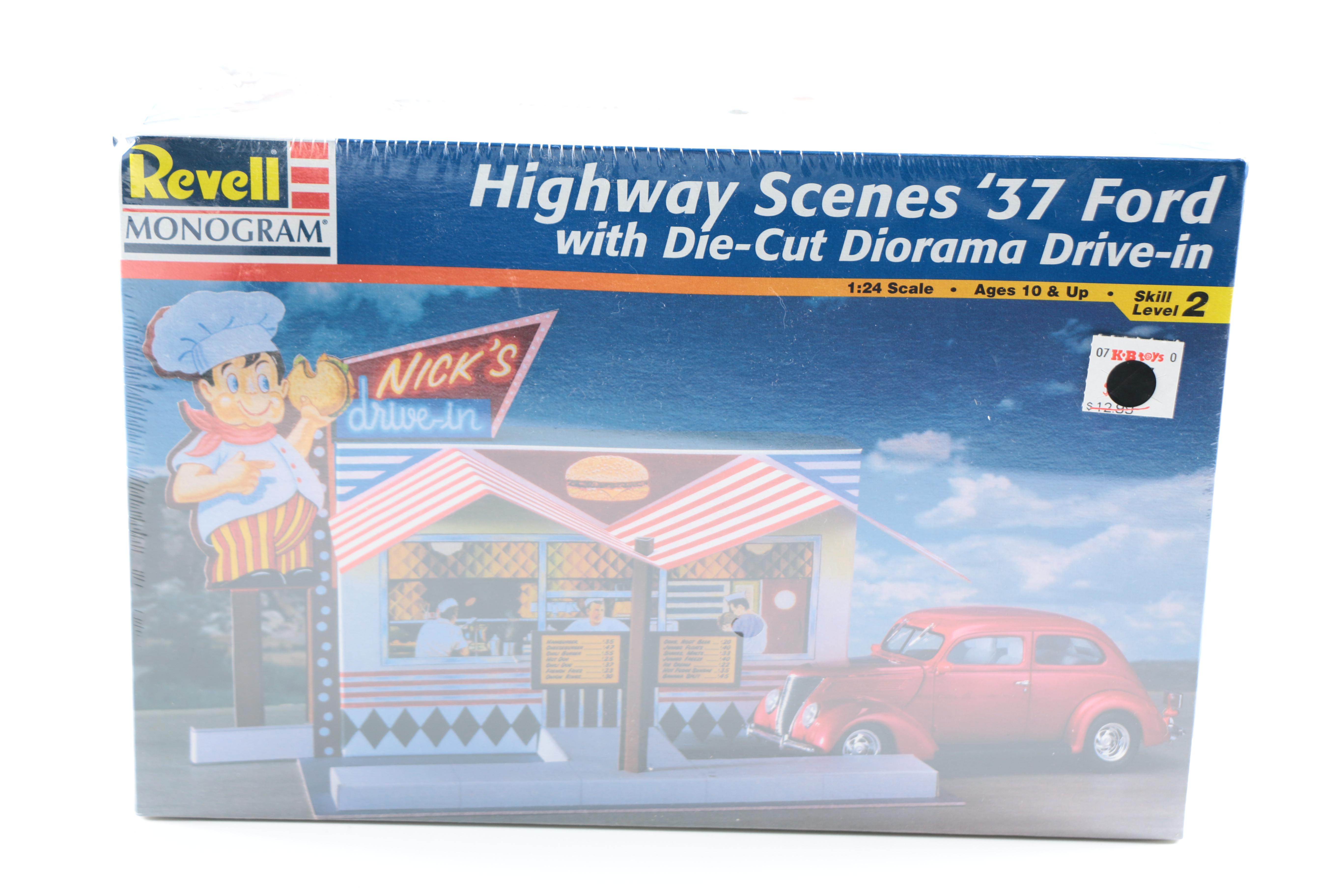 Revell Monogram Highway Scenes '37 Ford with Drive-In 1:24-Scale Model Kit