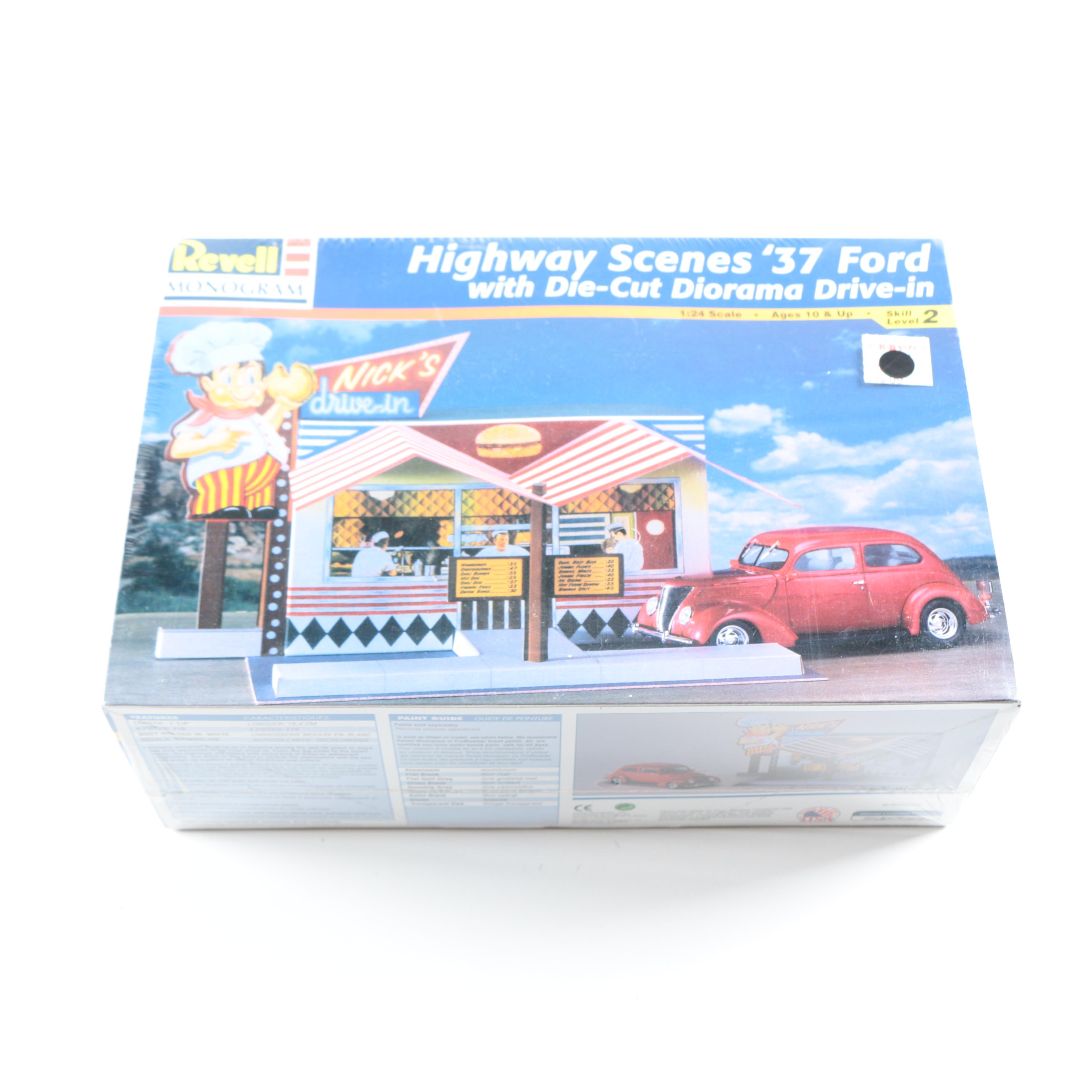 Revell Monogram Highway Scenes '37 Ford with Drive-In 1:24-Scale Model Kit