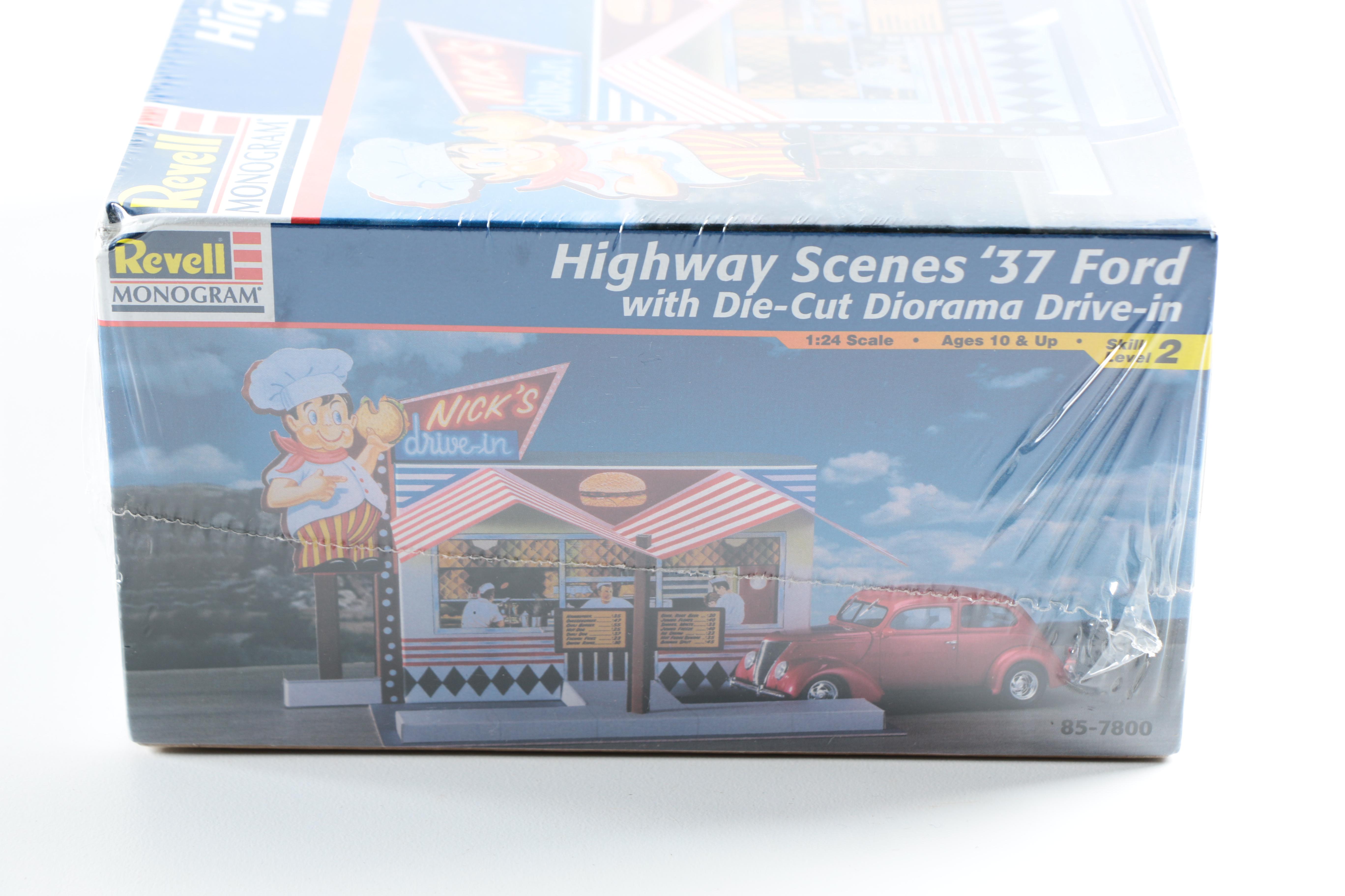 Revell Monogram Highway Scenes '37 Ford with Drive-In 1:24-Scale Model Kit