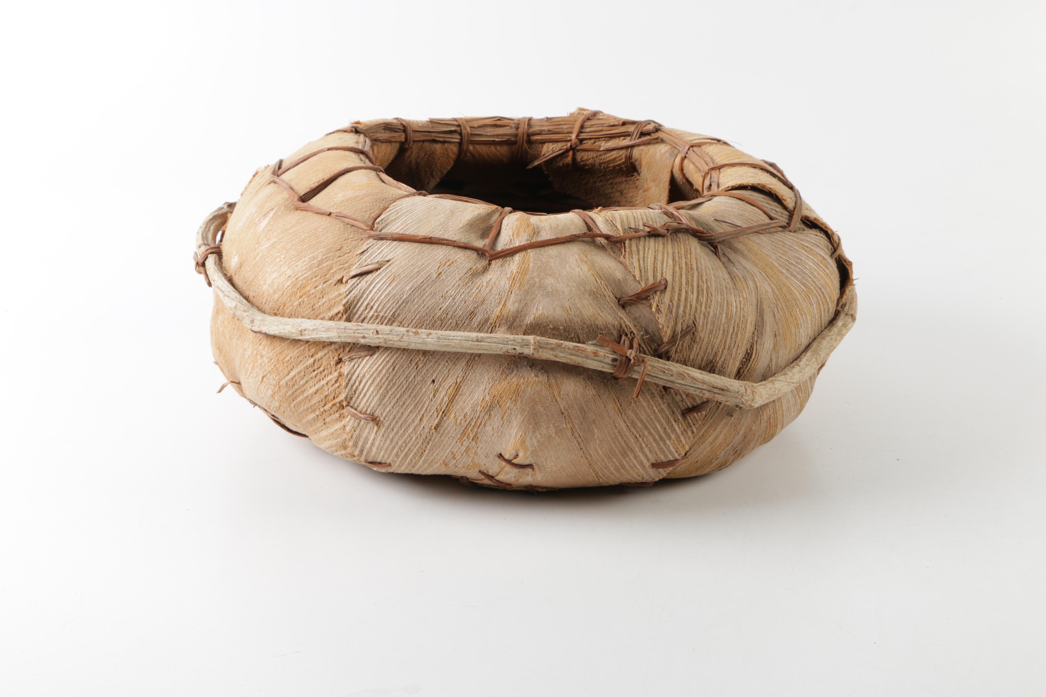 Handwoven Runner and Hand-Made Frond Basket