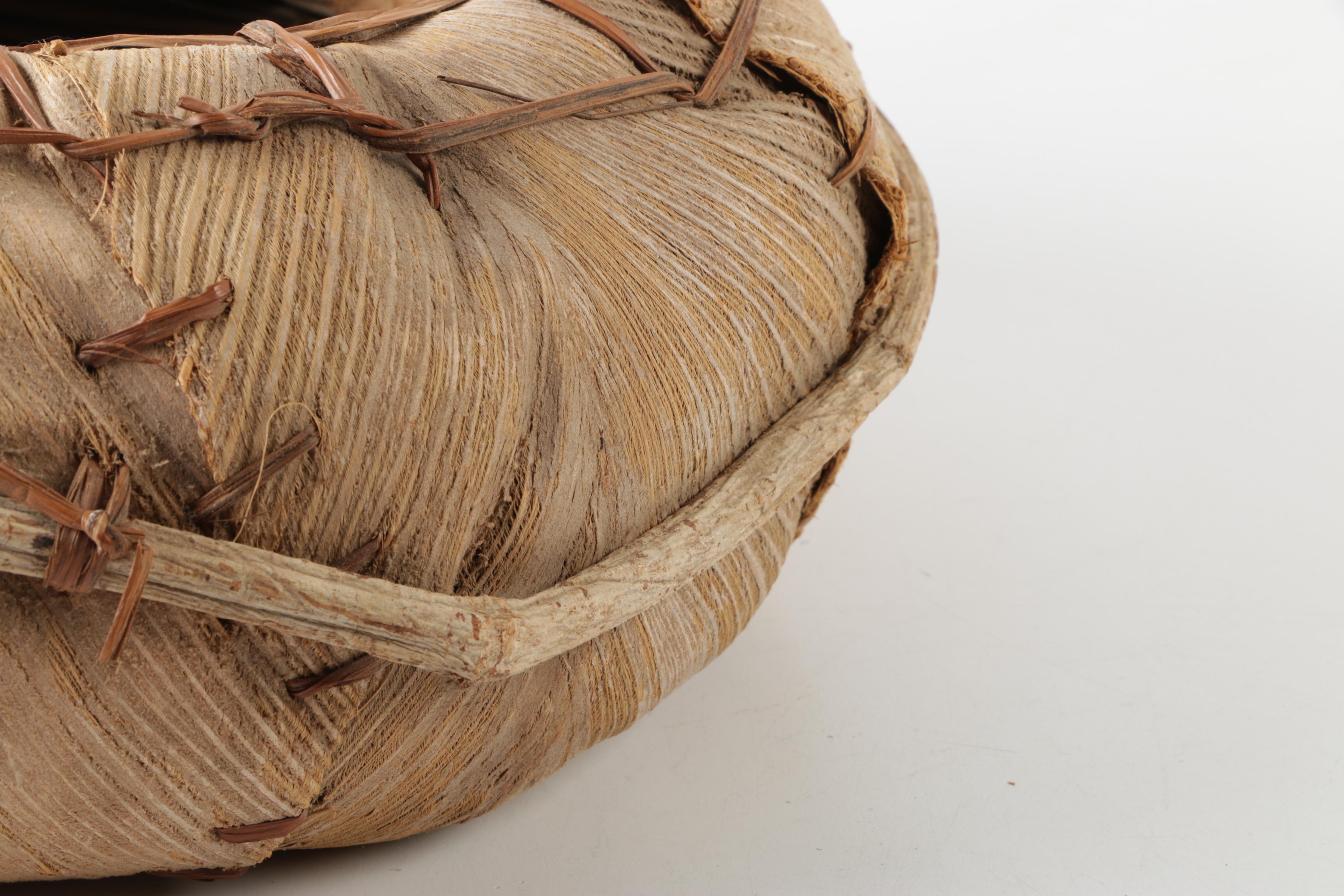 Handwoven Runner and Hand-Made Frond Basket