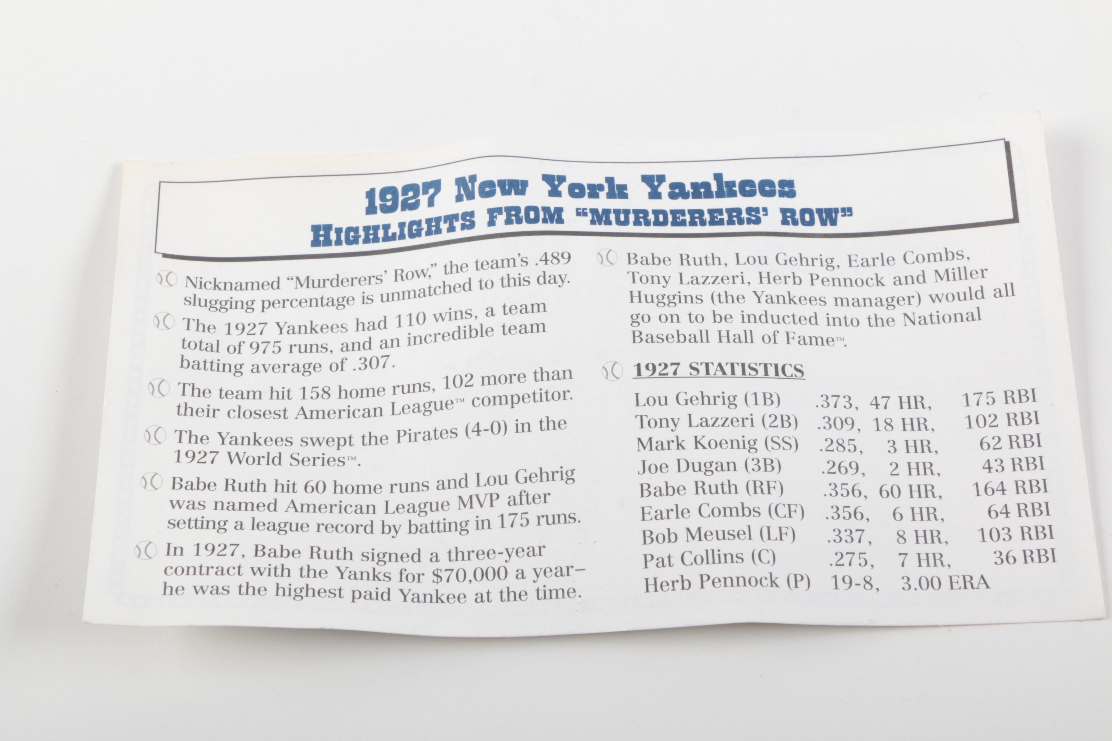 Danbury Mint 1927 New York Yankees "Murderers' Row" Figurine Set