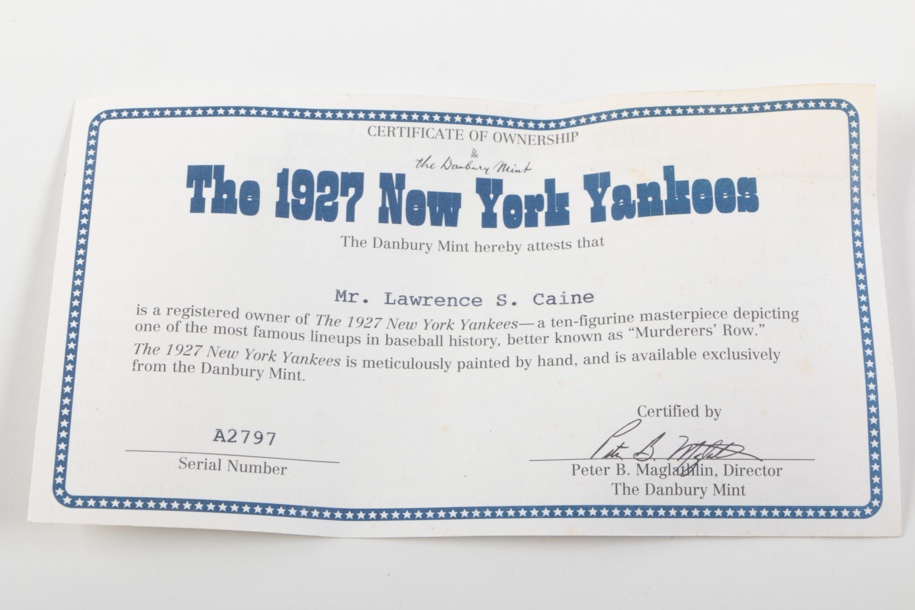 Danbury Mint 1927 New York Yankees "Murderers' Row" Figurine Set