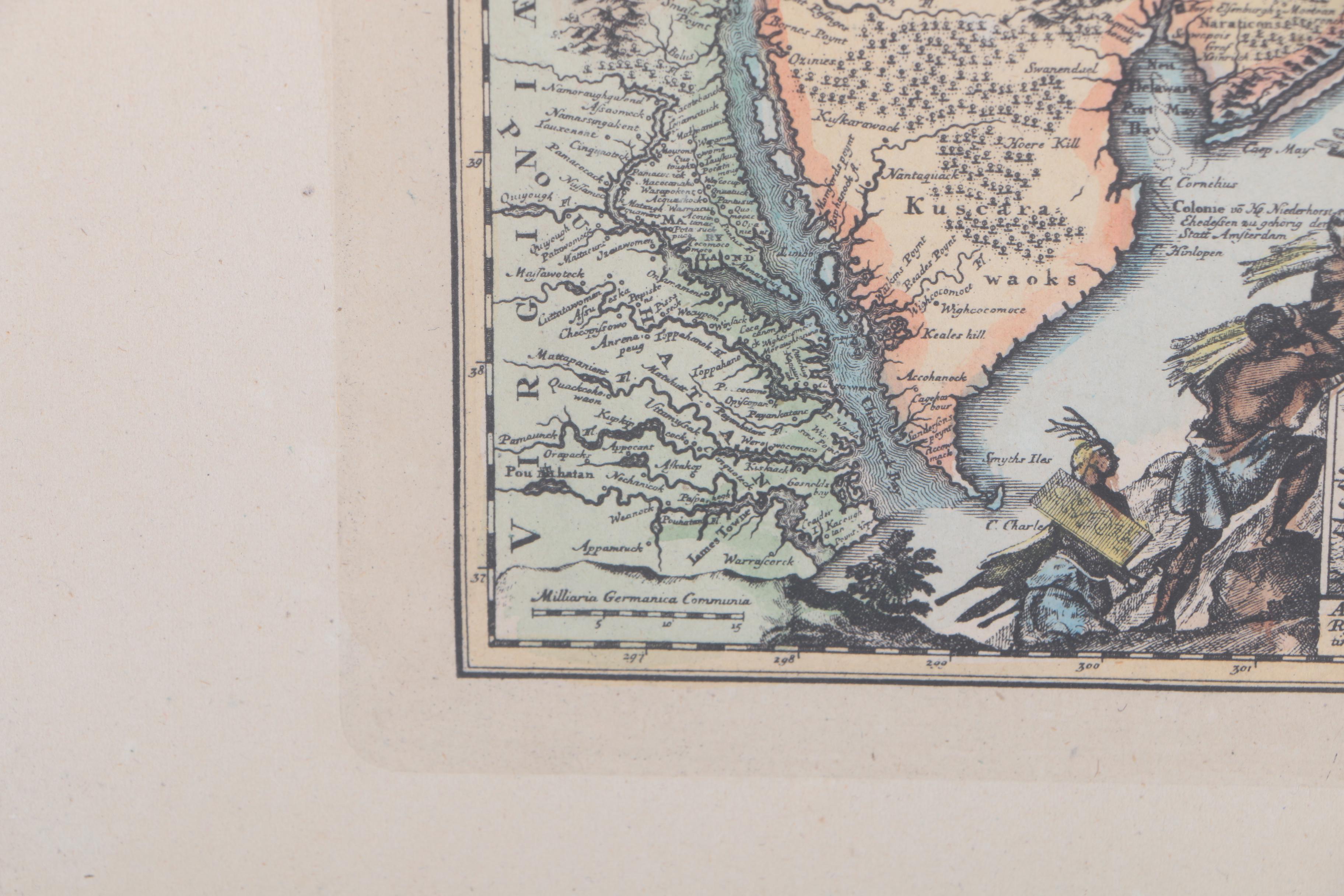 Lithograph Map "Novi Belgii in America Septentrionali siti"