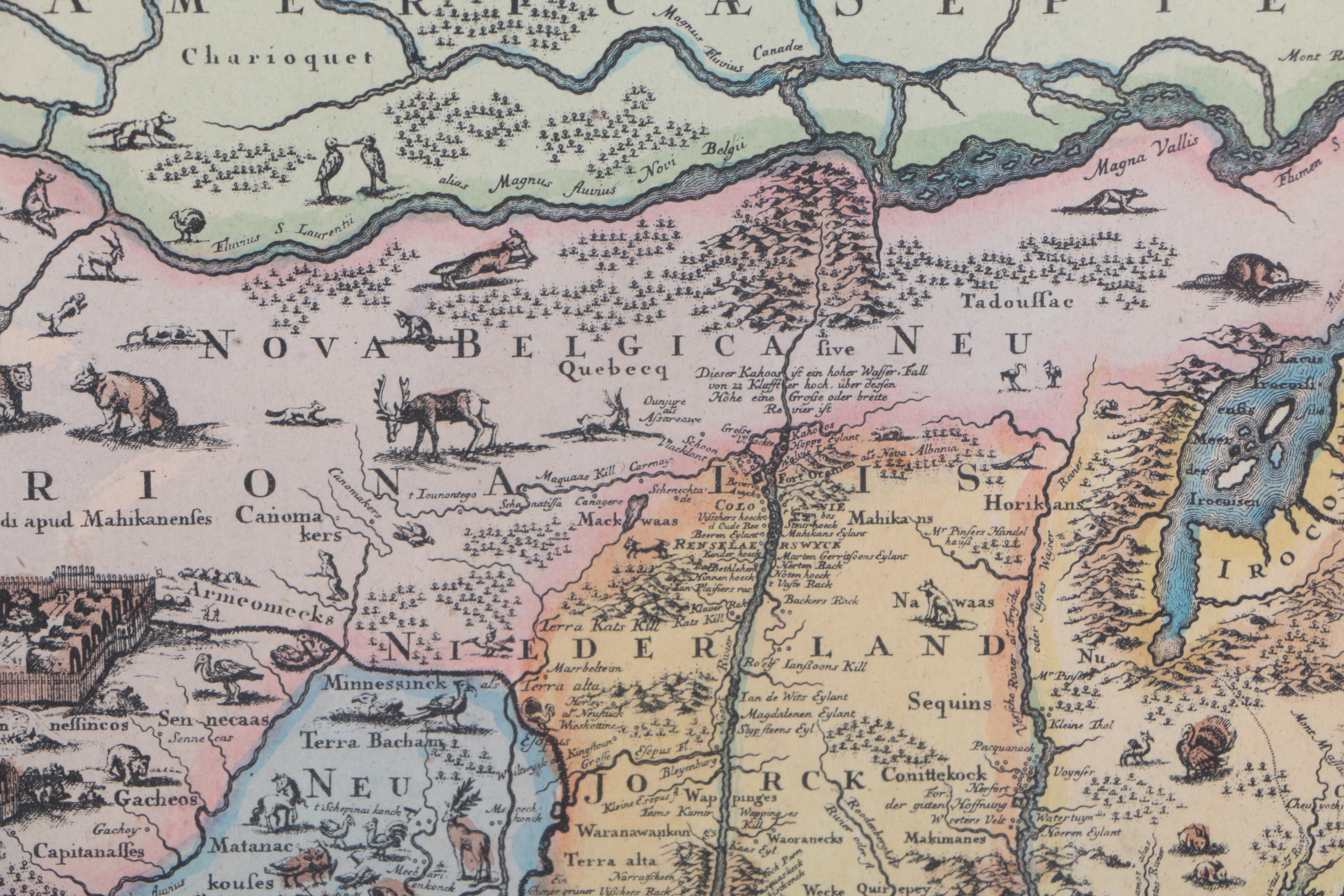 Lithograph Map "Novi Belgii in America Septentrionali siti"