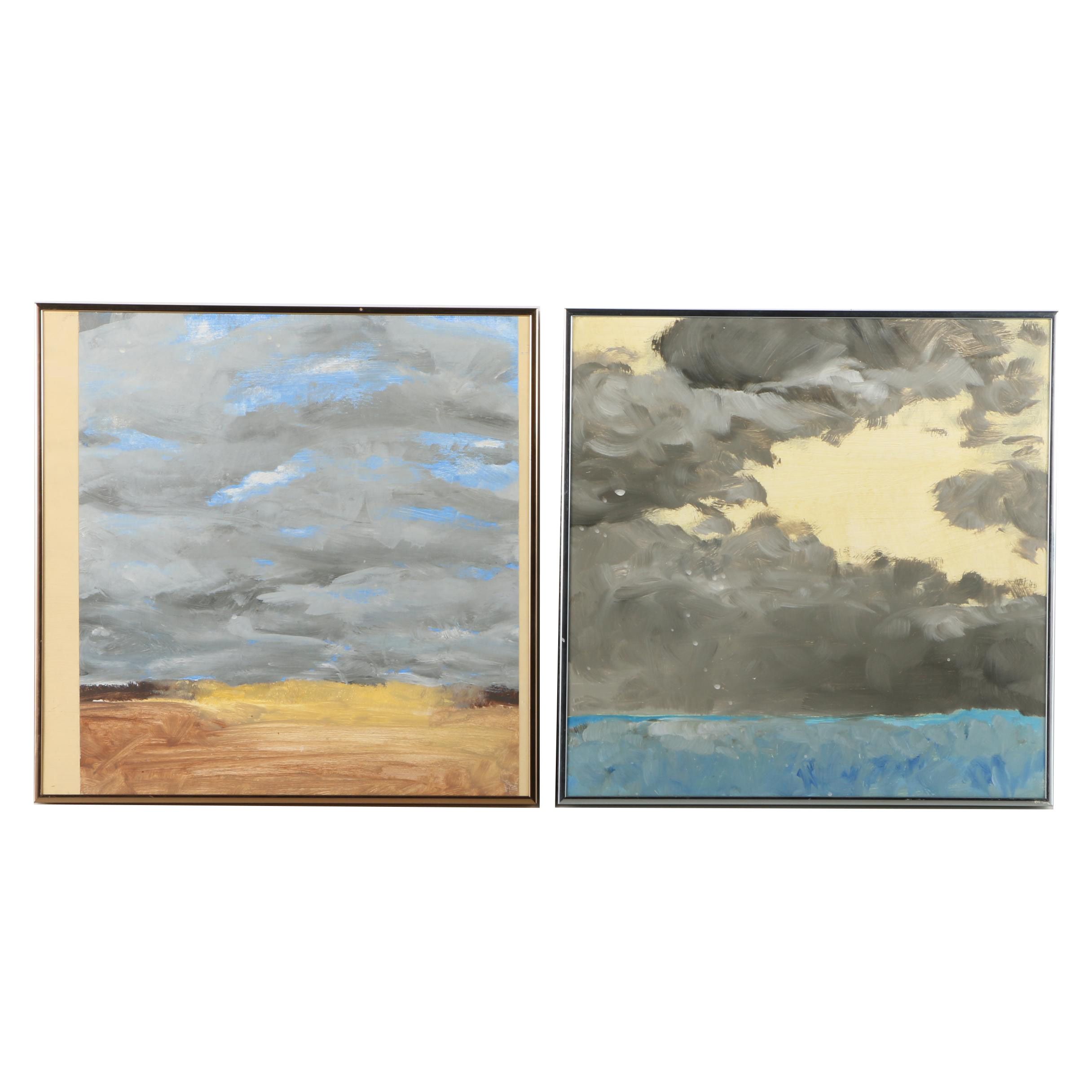 Pair of Acrylic Paintings on Canvas of the Sky