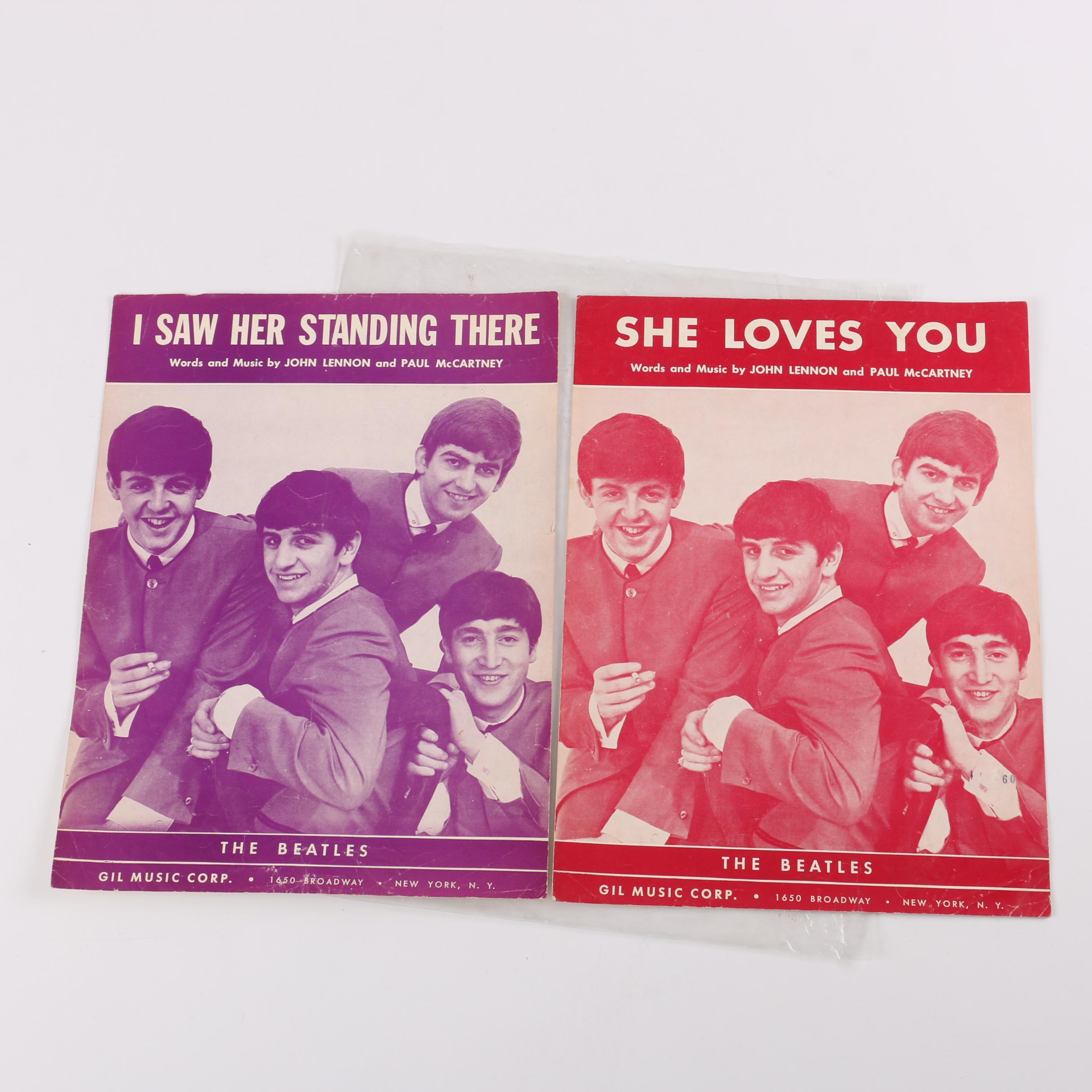 The Beatles 1964 Sheet Music for "She Loves You" and "I Saw Her Standing There"