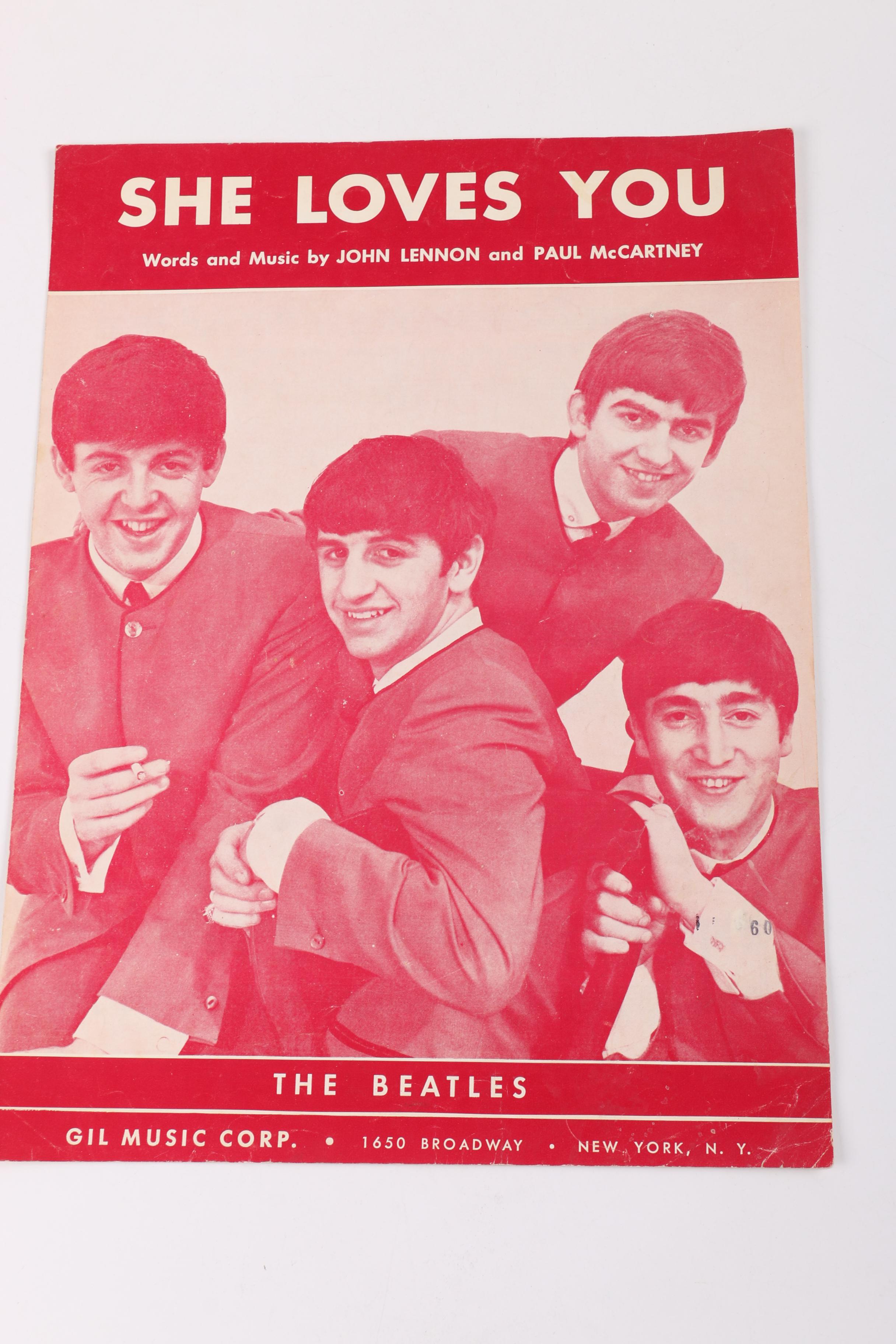 The Beatles 1964 Sheet Music for "She Loves You" and "I Saw Her Standing There"