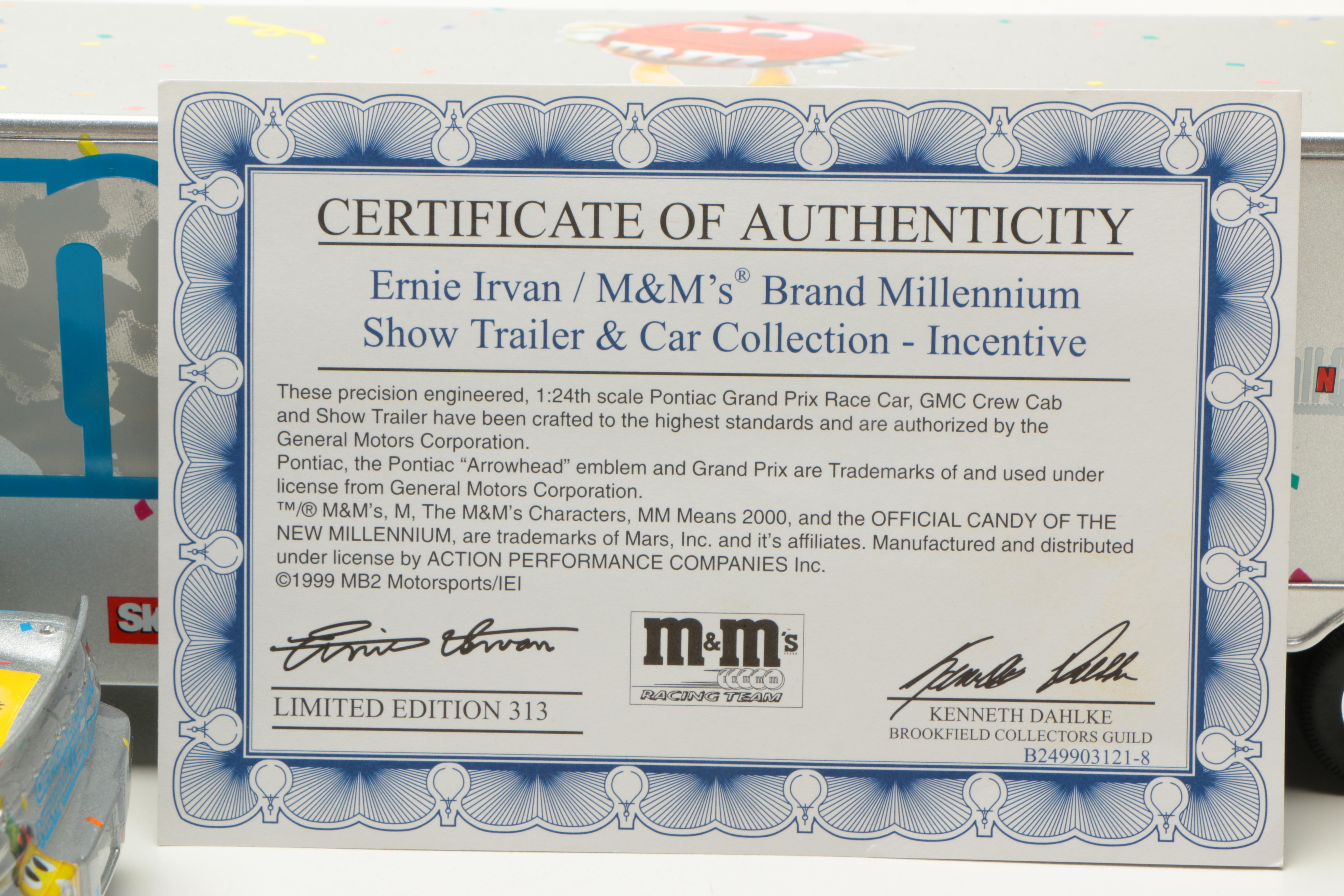 Limited Edition Brookfield Ernie Irvan M&M's Die-Cast Trailer