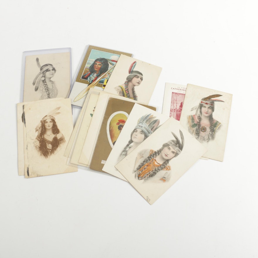 Circa 20th Century Native American Themed Postcards