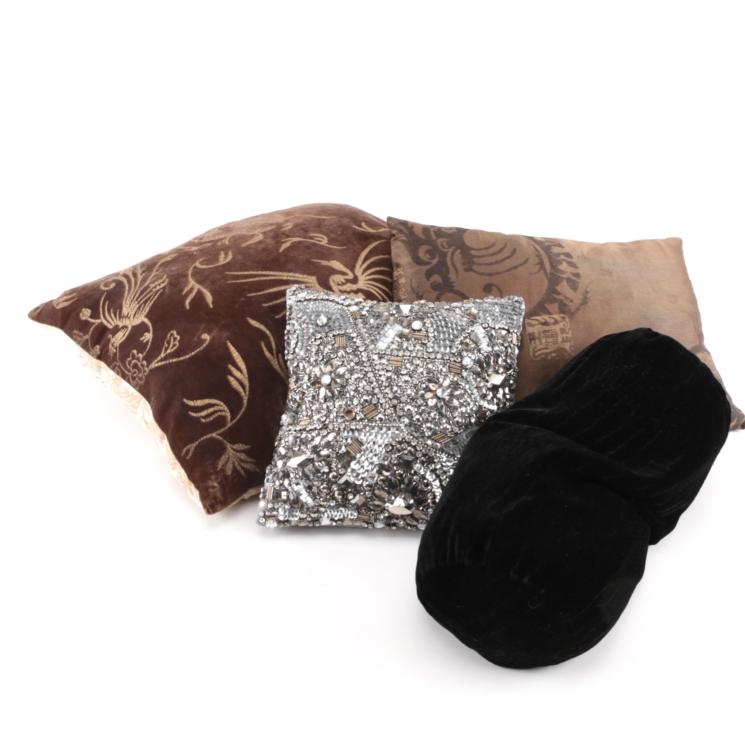 Collection of Elaborate Accent Pillows including Donna Karan