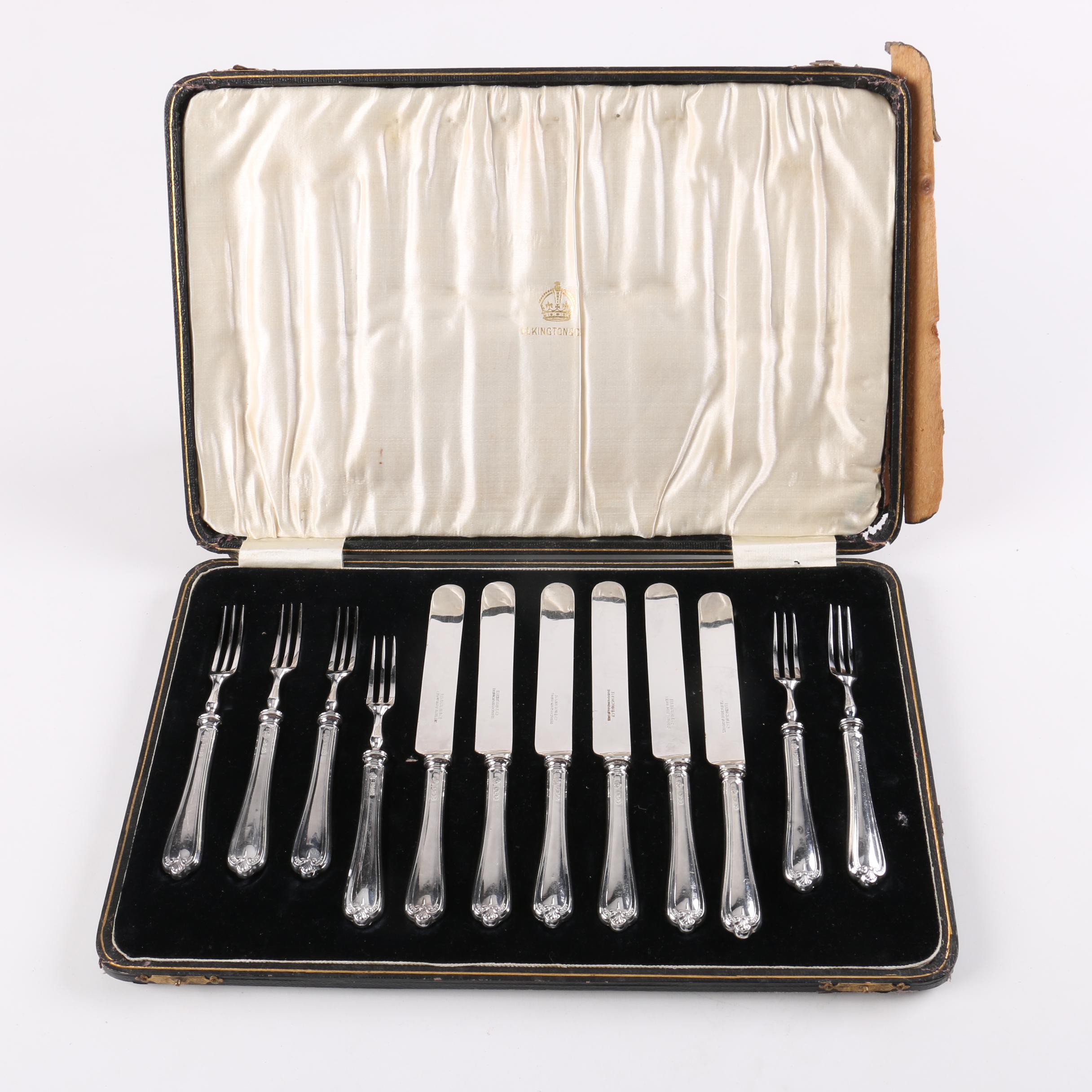 Elkington & Co. Sterling Silver Dessert Fork and Knife Set